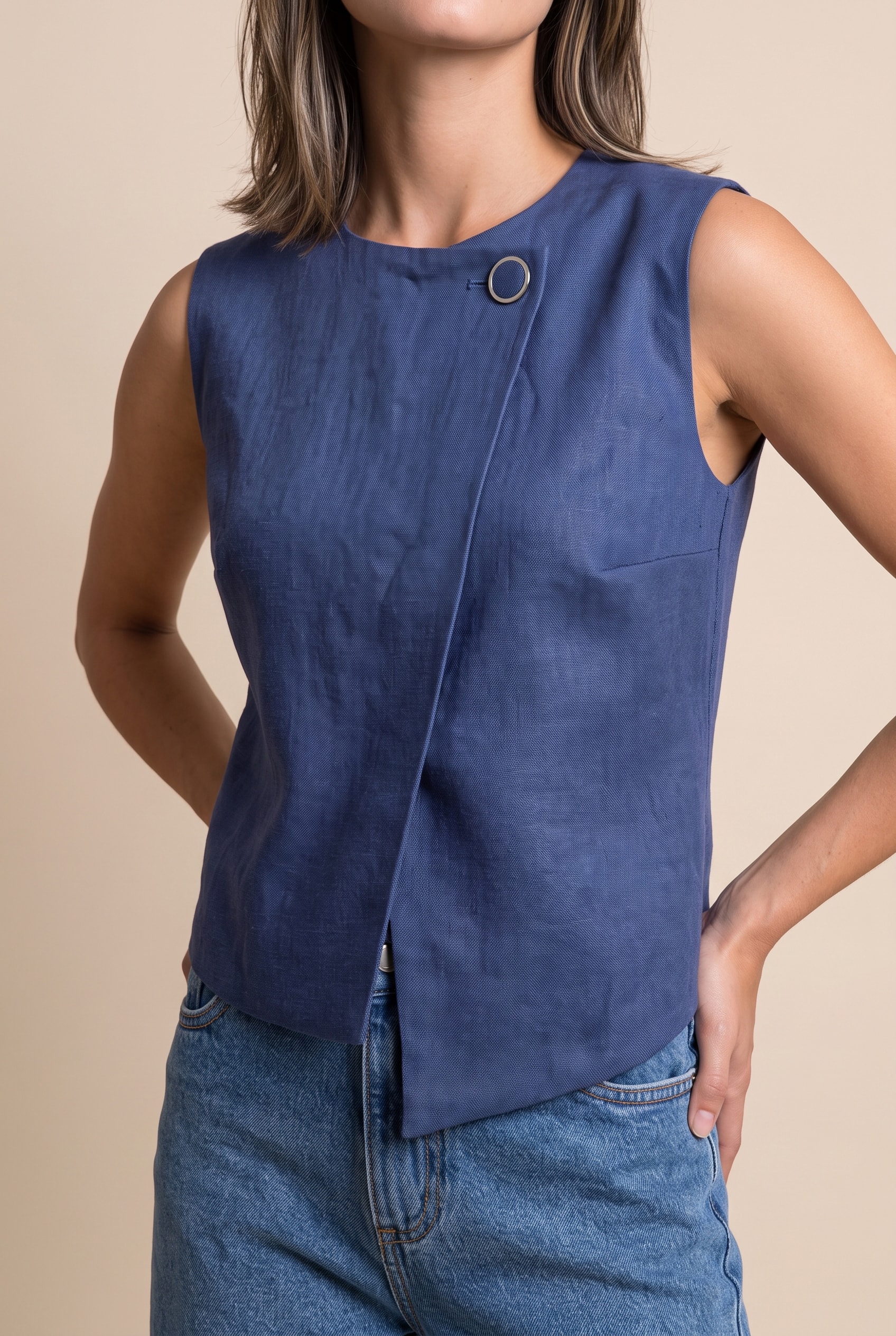 Blusa Ritmo Assimetrica Marinho