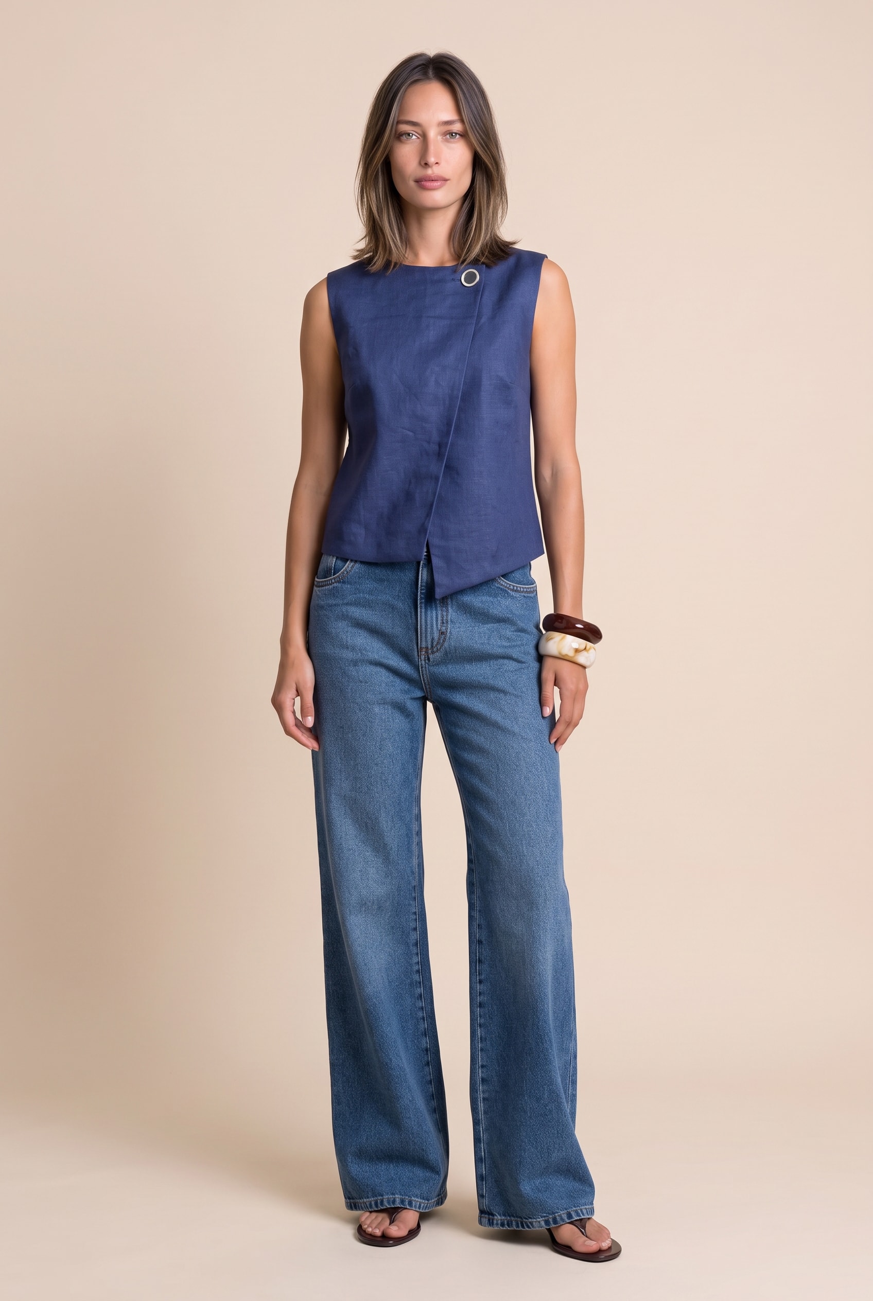 Blusa Ritmo Assimetrica Marinho