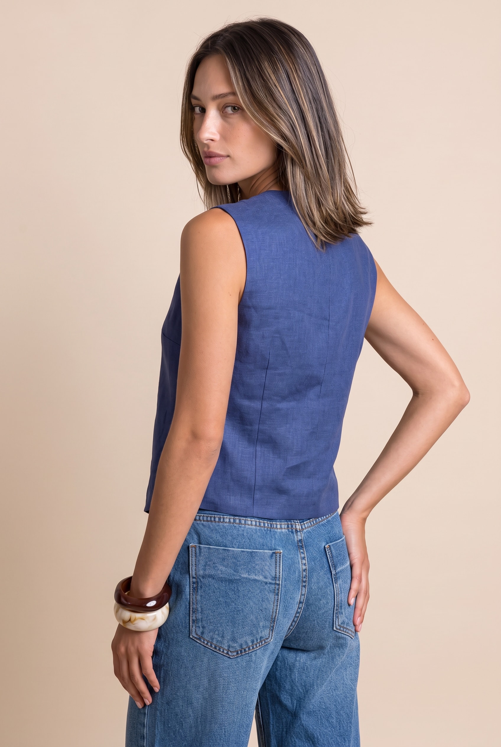 Blusa Ritmo Assimetrica Marinho