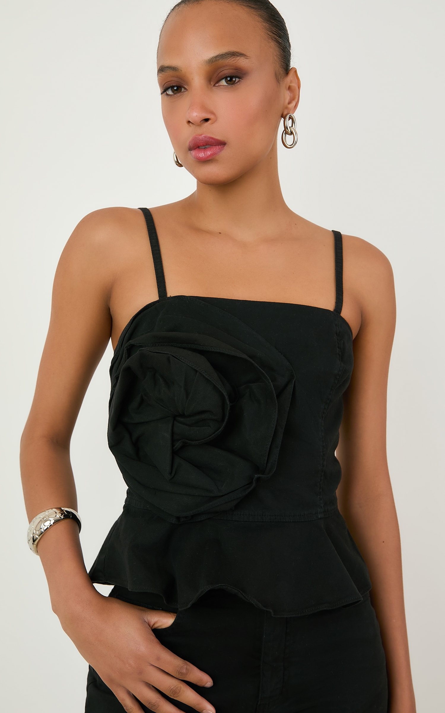 Blusa Sarja Flor Color Preto