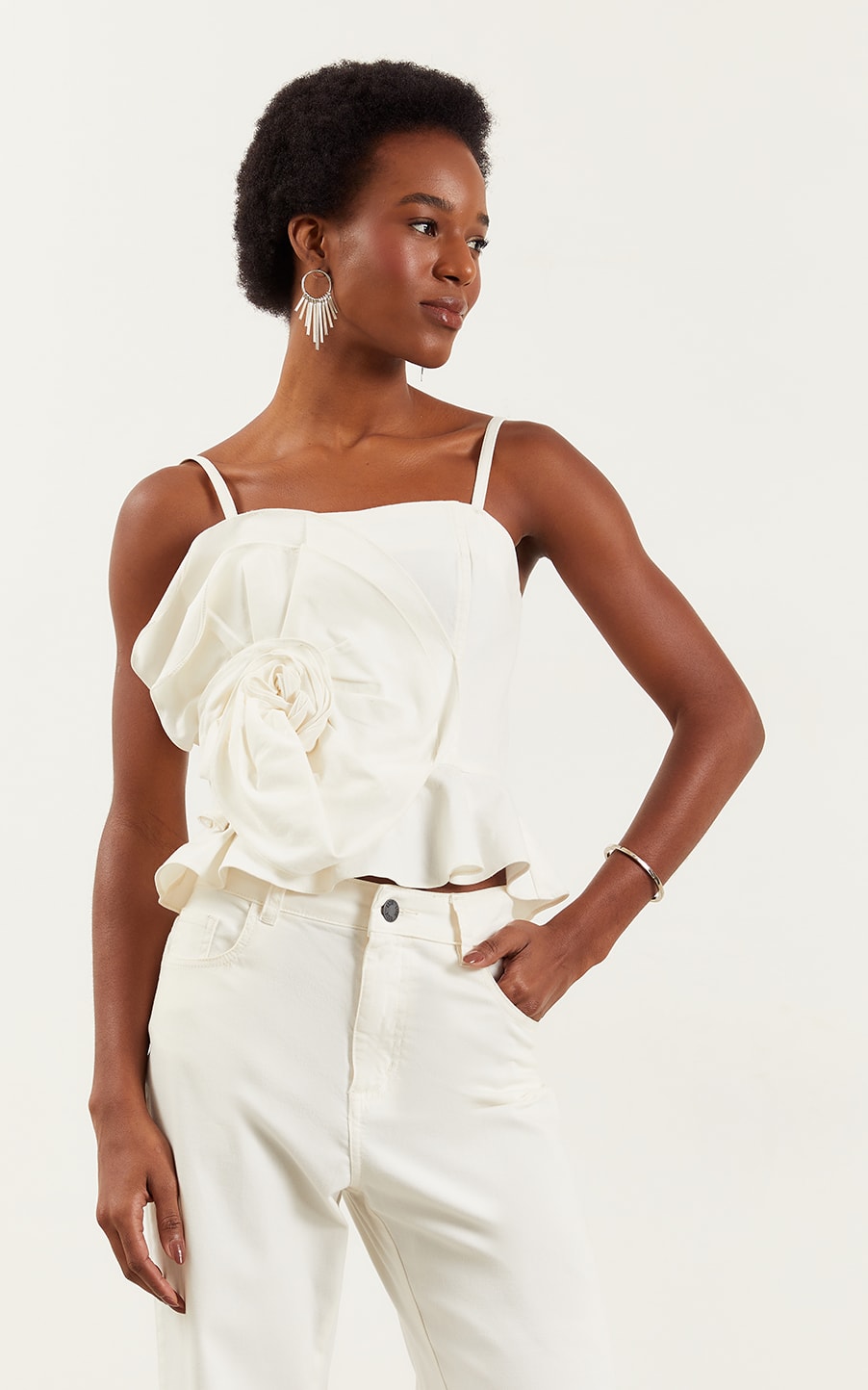 Blusa Sarja Flor Off White