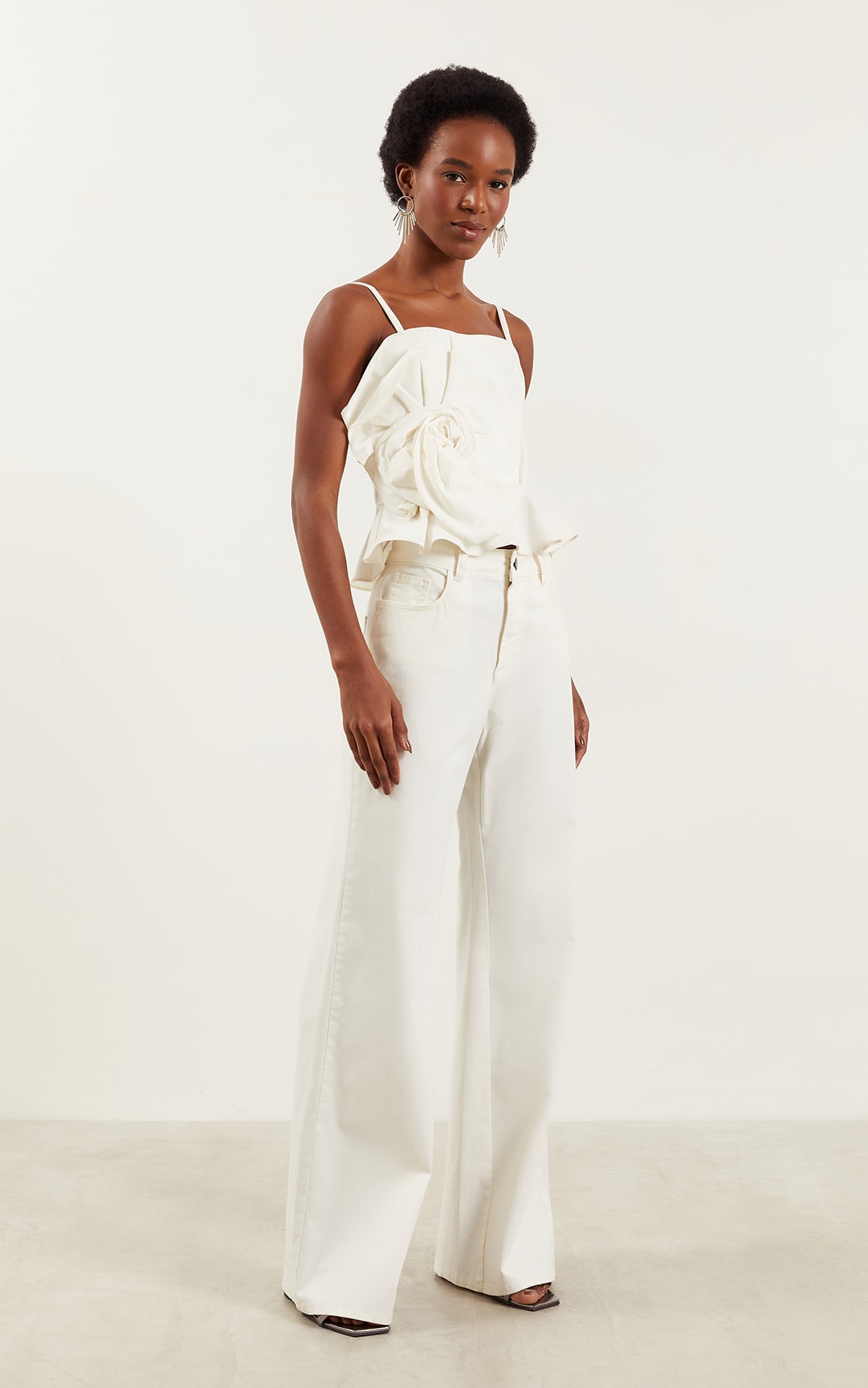Blusa Sarja Flor Off White