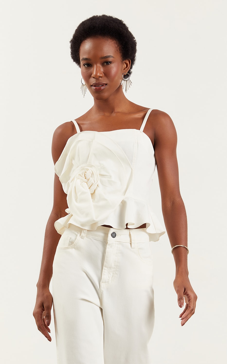 Blusa Sarja Flor Off White
