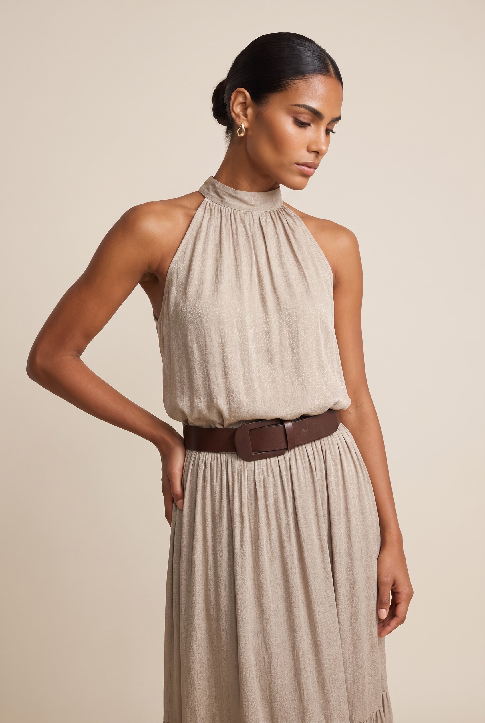 Blusa Satin Serpetine Caqui