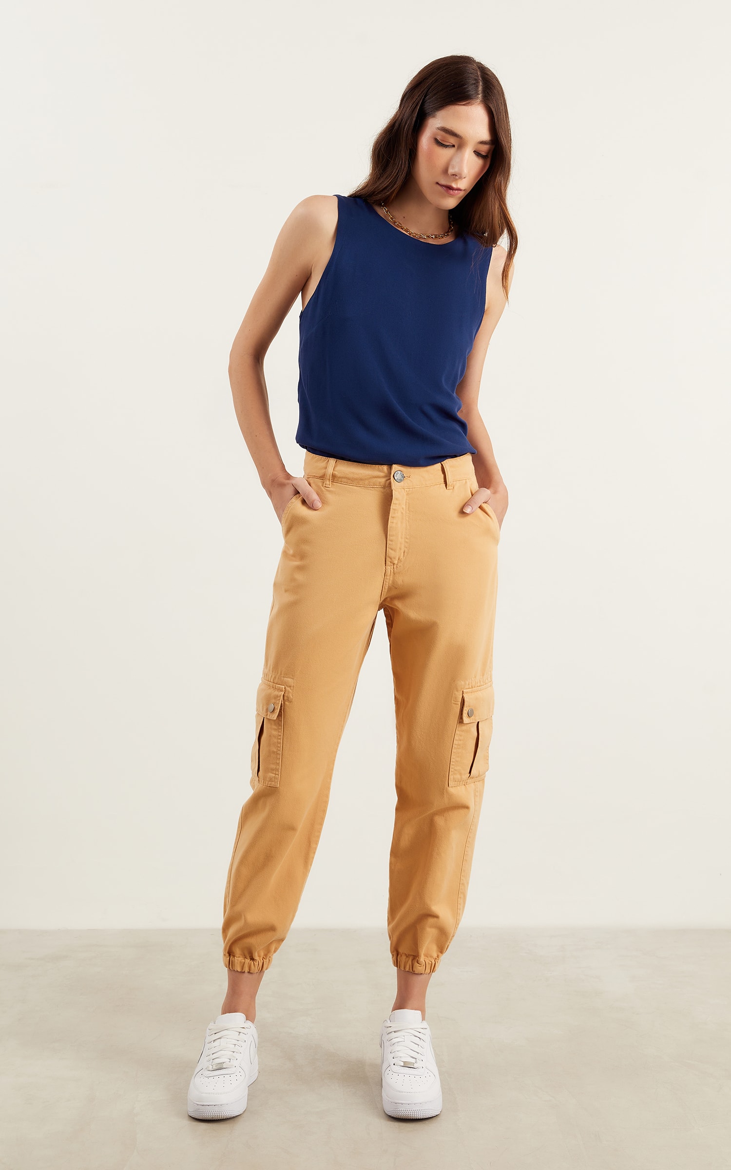 Blusa Sem Manga Basic Marinho