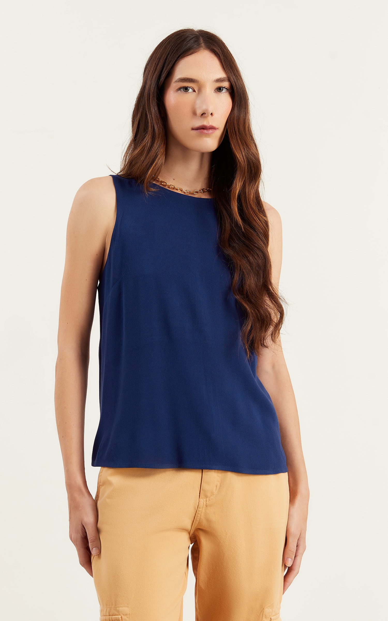 Blusa Sem Manga Basic Marinho