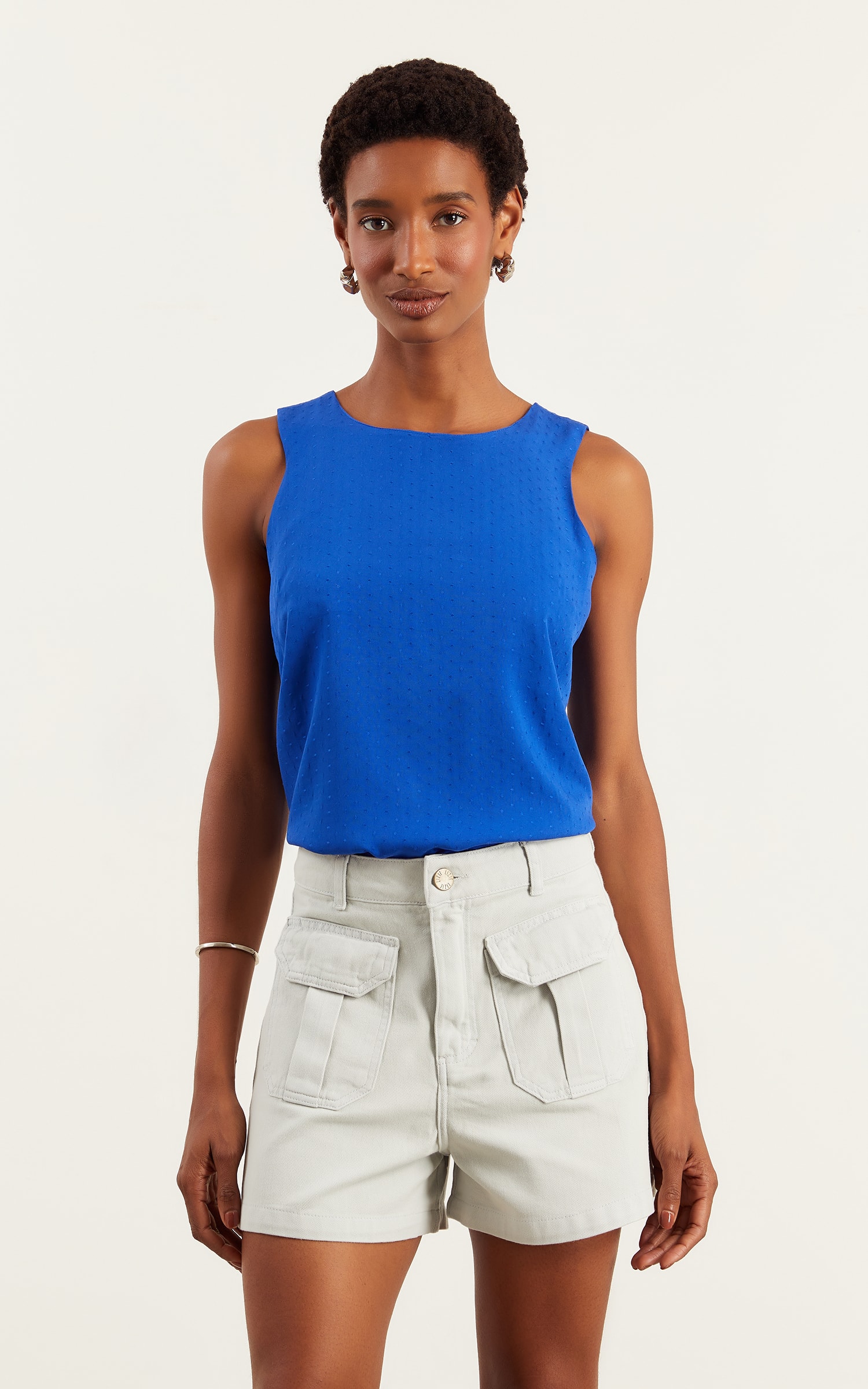 Blusa Sem Manga Magnetado Azul Royal