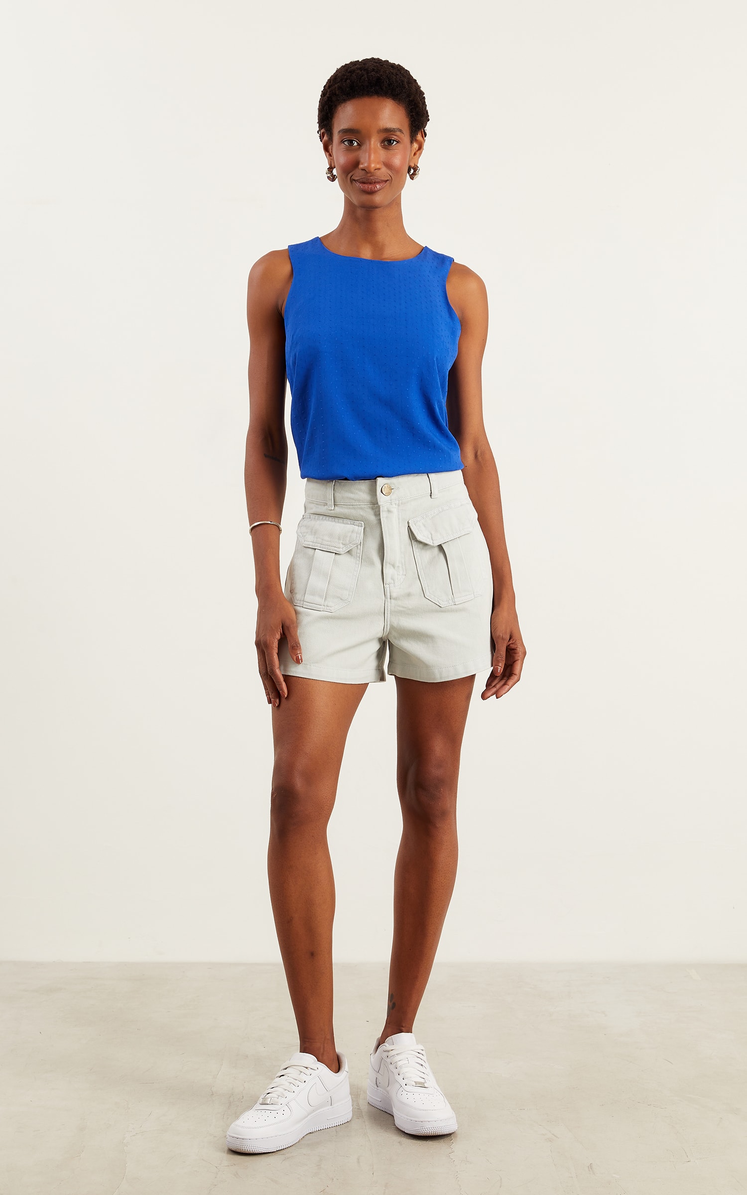 Blusa Sem Manga Magnetado Azul Royal