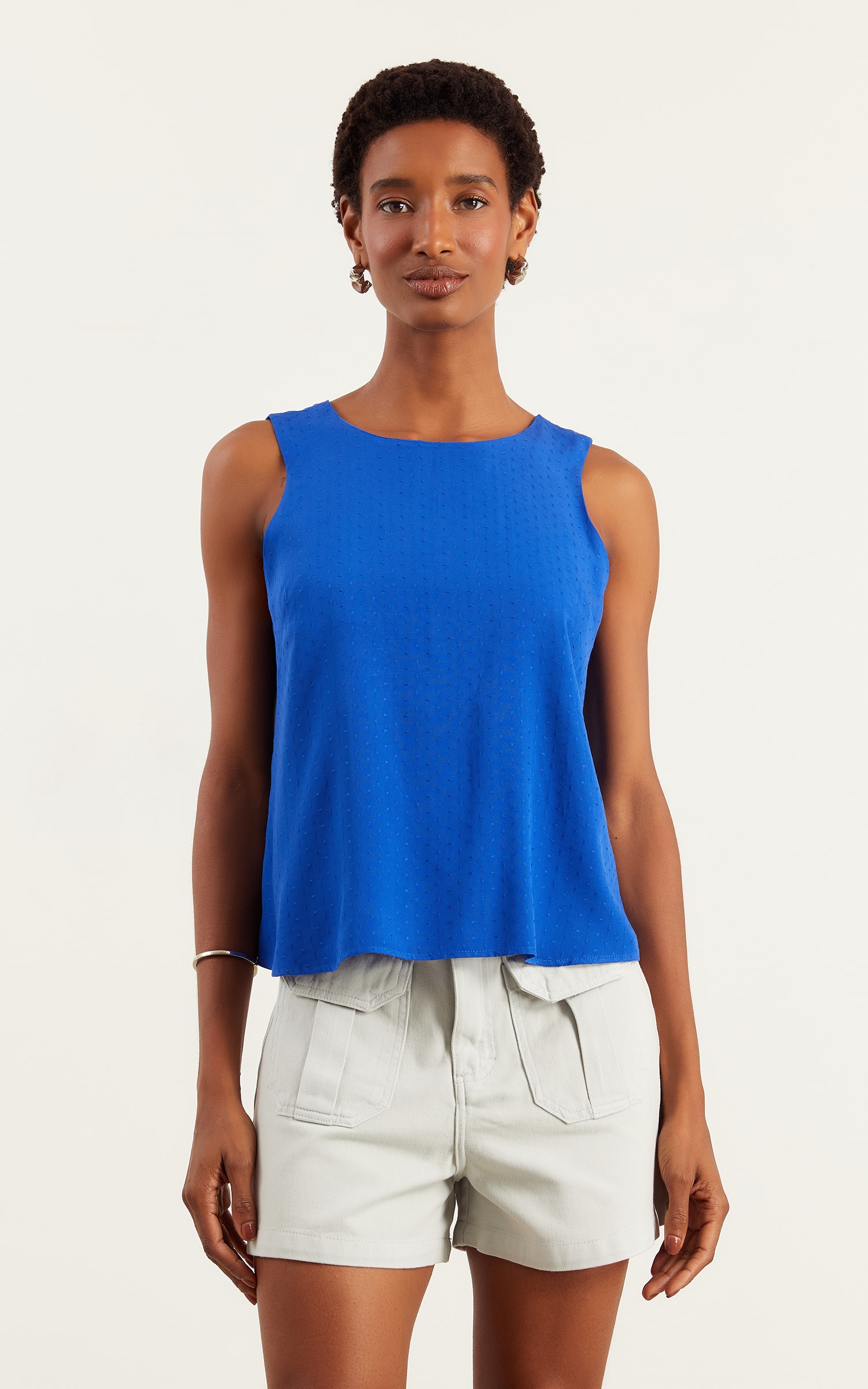 Blusa Sem Manga Magnetado Azul Royal