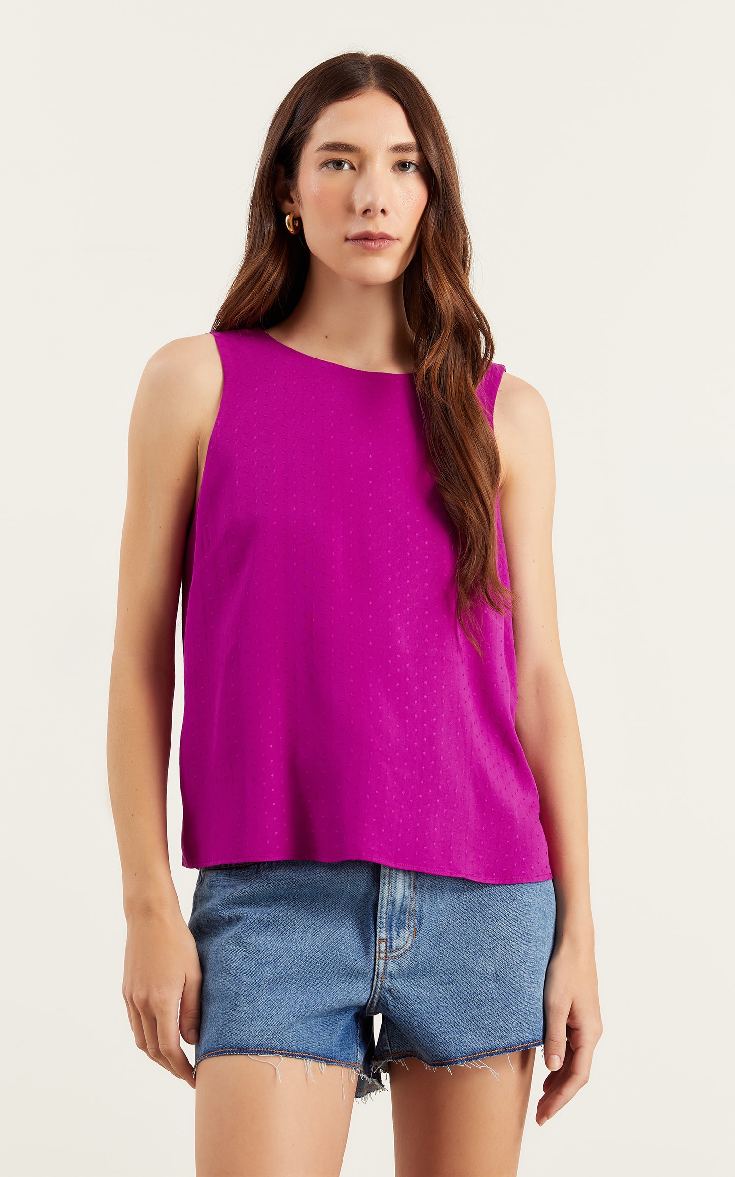 Blusa Sem Manga Magnetado Fucsia