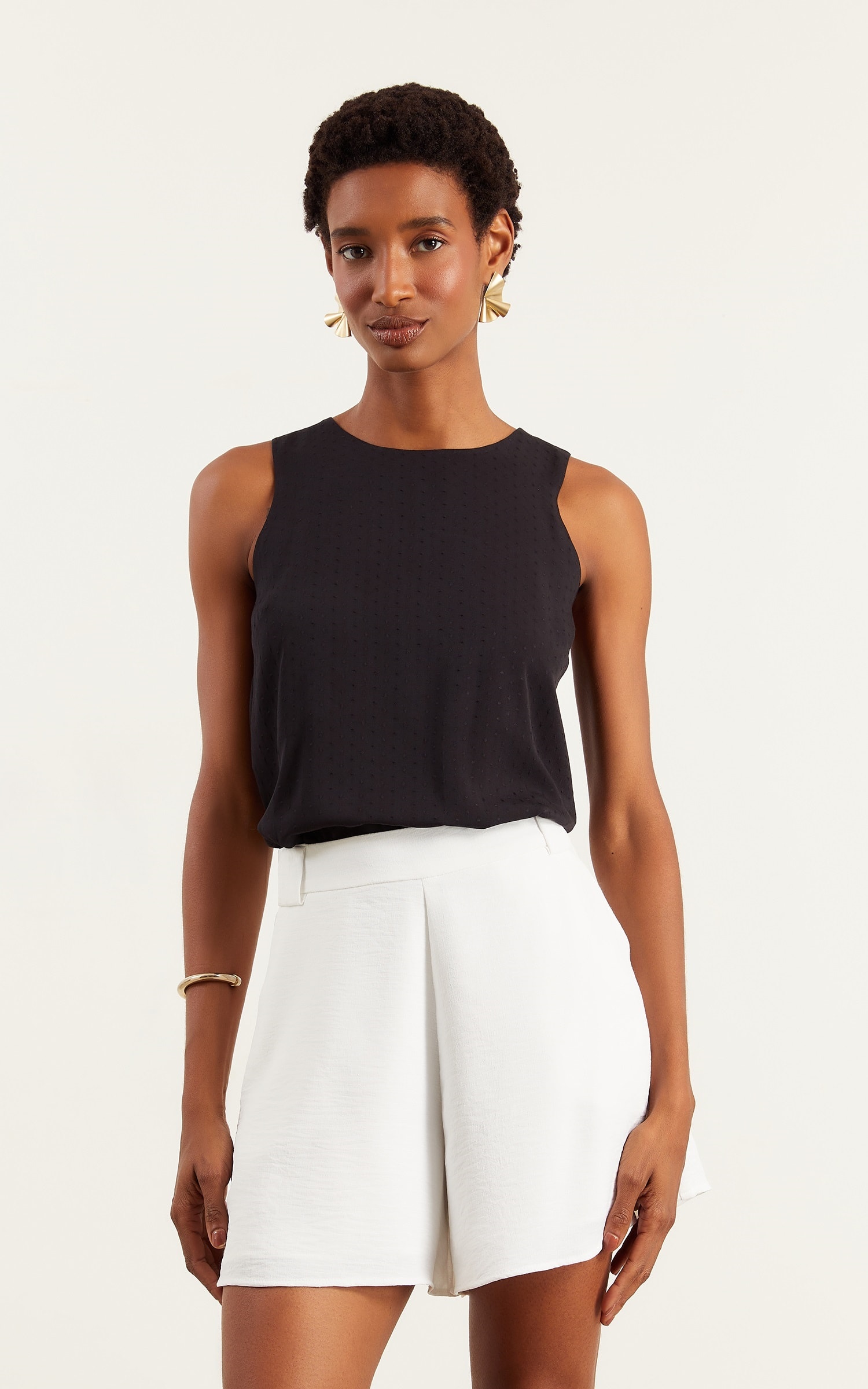 Blusa Sem Manga Magnetado Preto