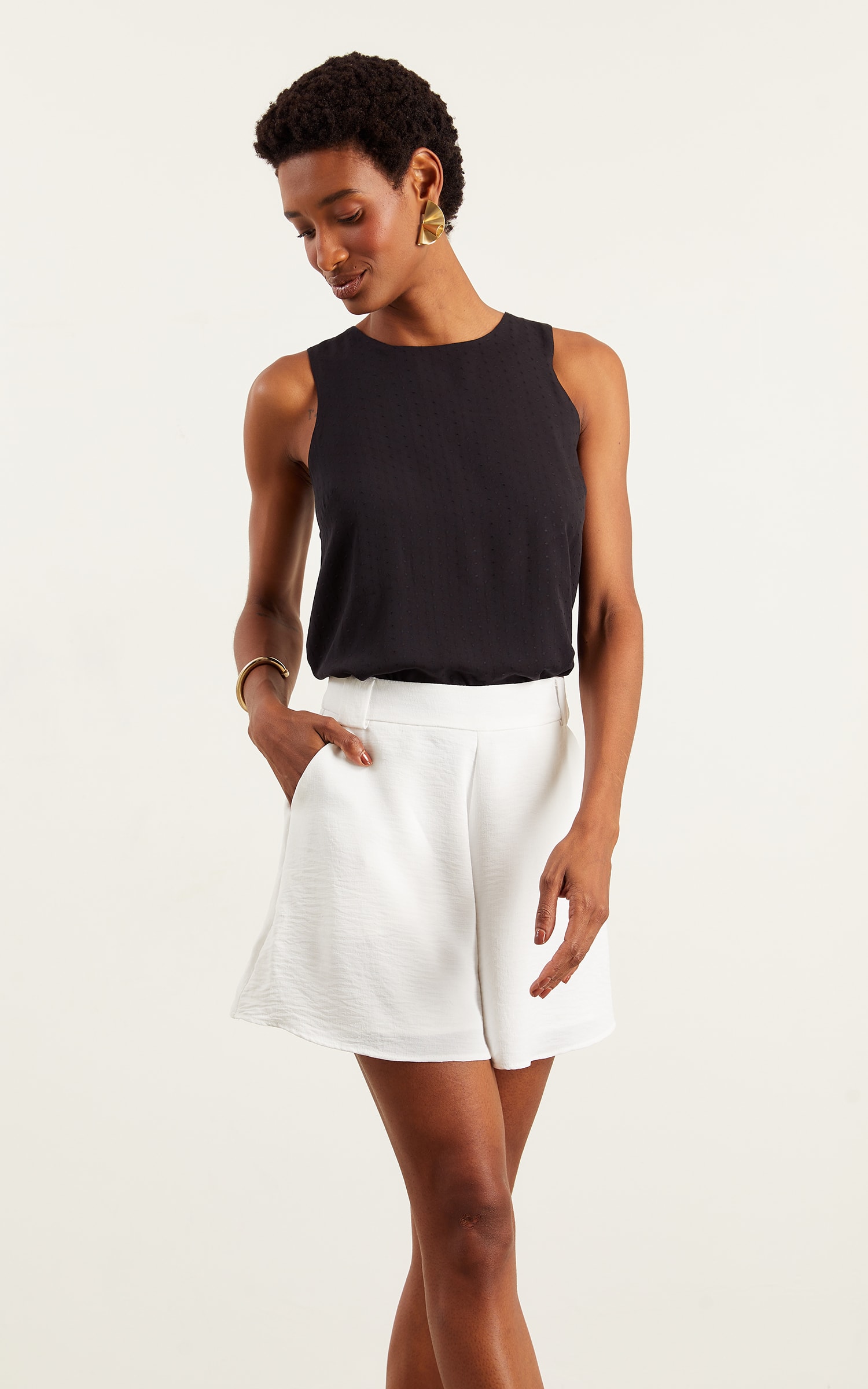 Blusa Sem Manga Magnetado Preto