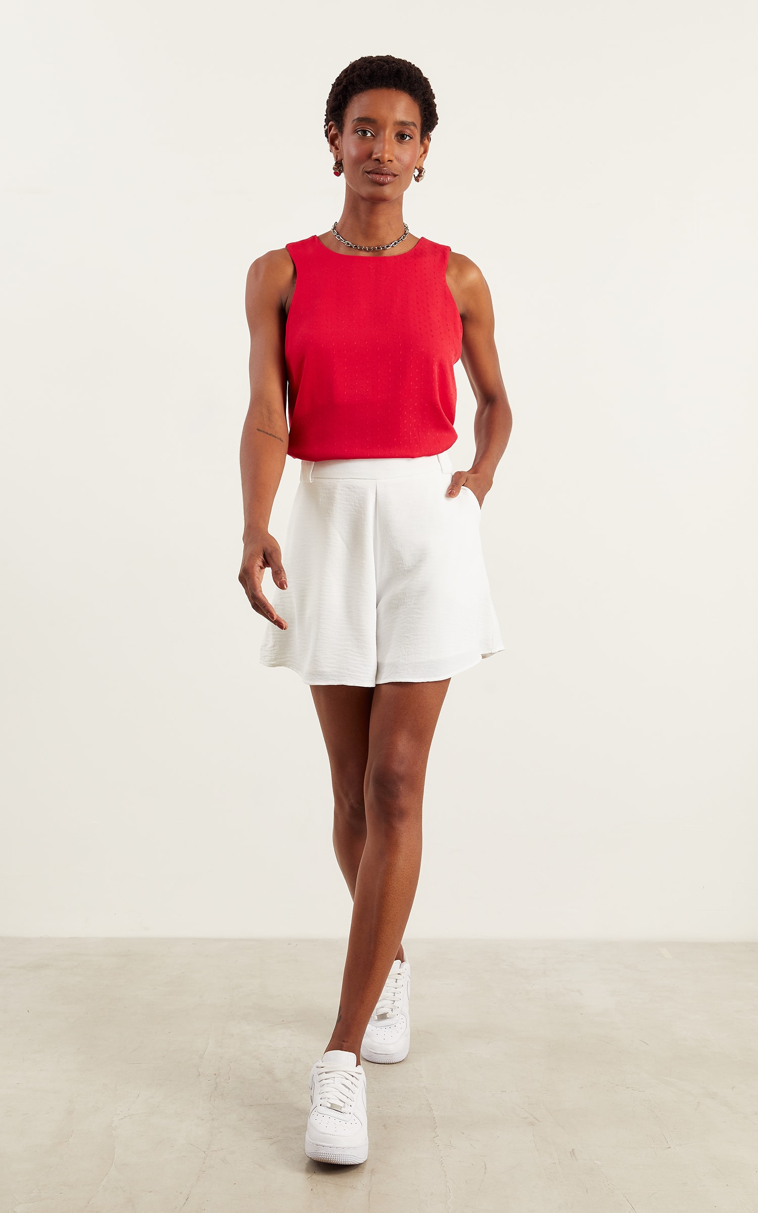 Blusa Sem Manga Magnetado Vermelho