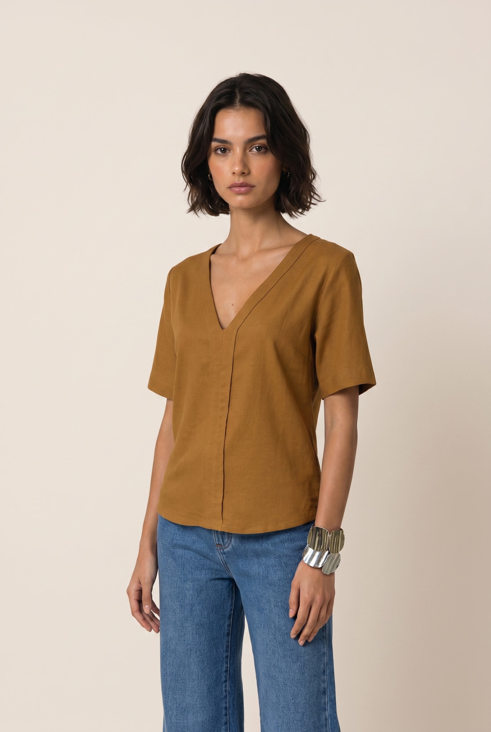 Blusa Sync Com Manga Capuccino