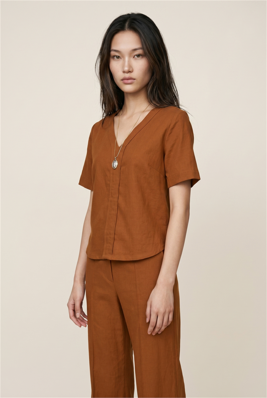 Blusa Sync Com Manga Caramelo