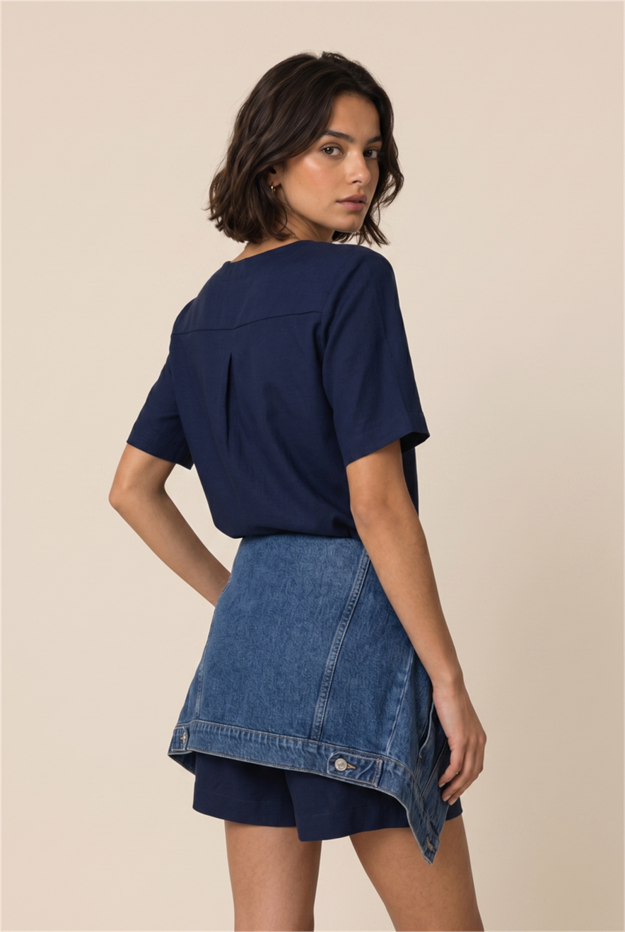 Blusa Sync Com Manga Marinho