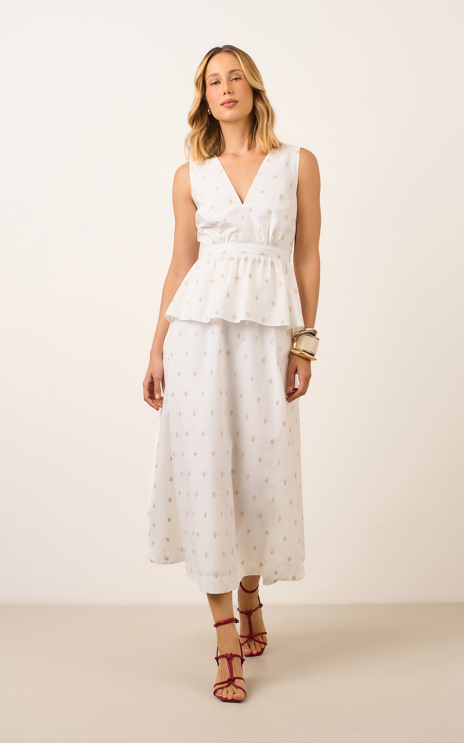 Blusa Tricoline Bordada Selaron Off White