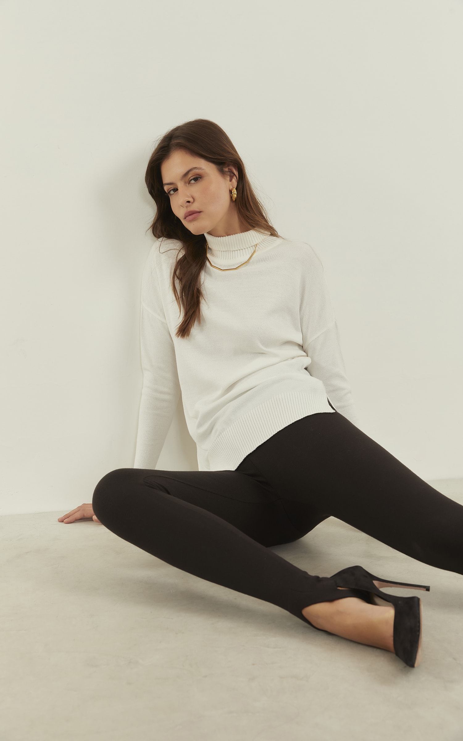 Blusa Tricot Alongada Off White