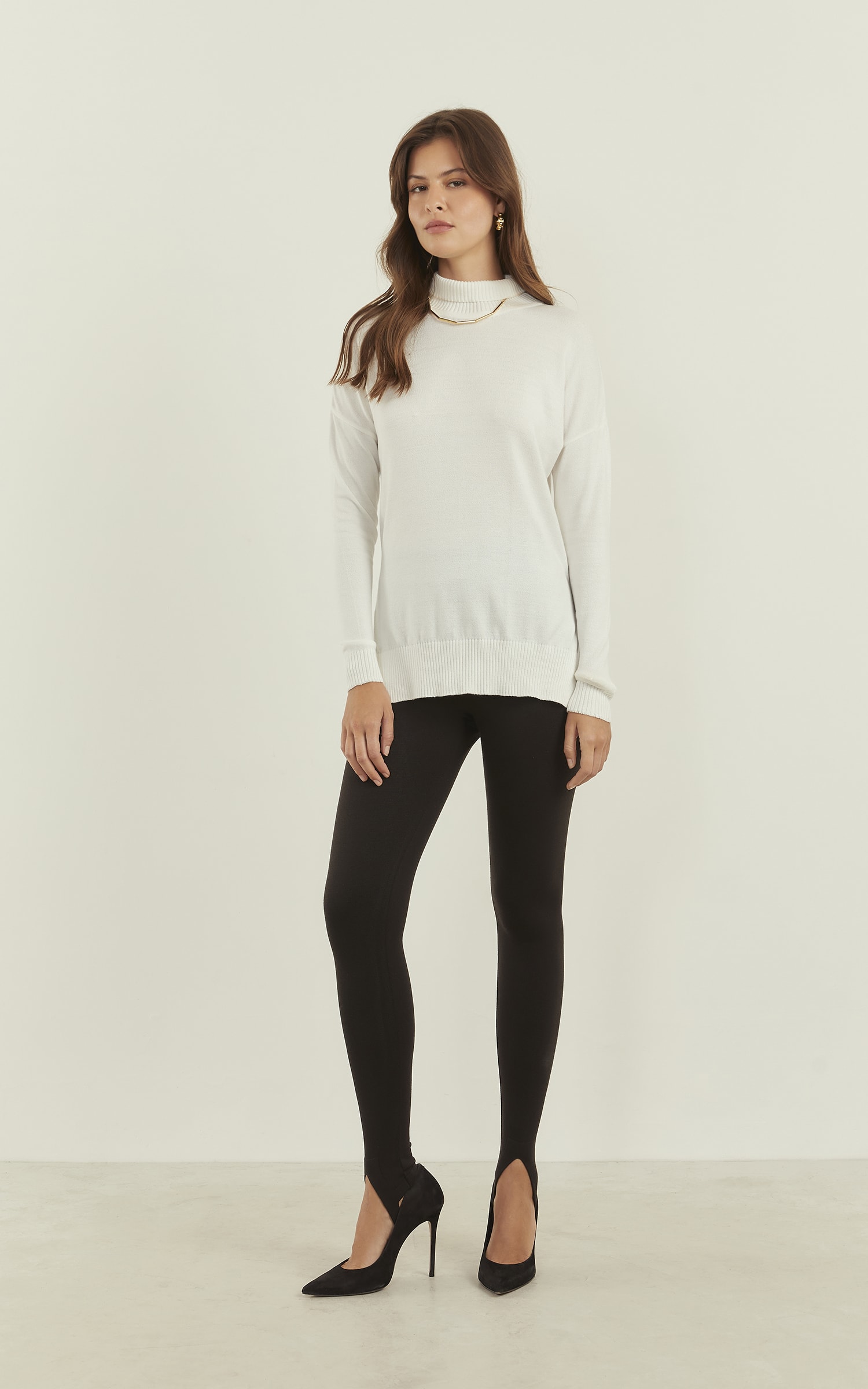 Blusa Tricot Alongada Off White