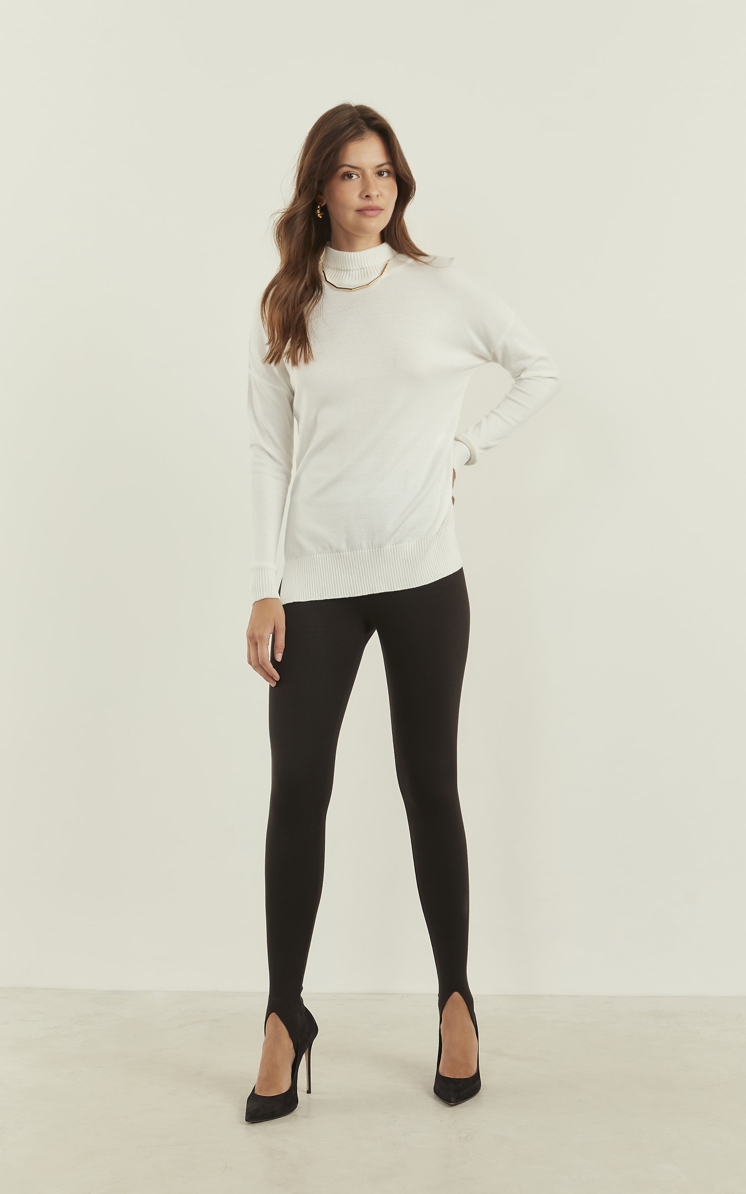 Blusa Tricot Alongada Off White