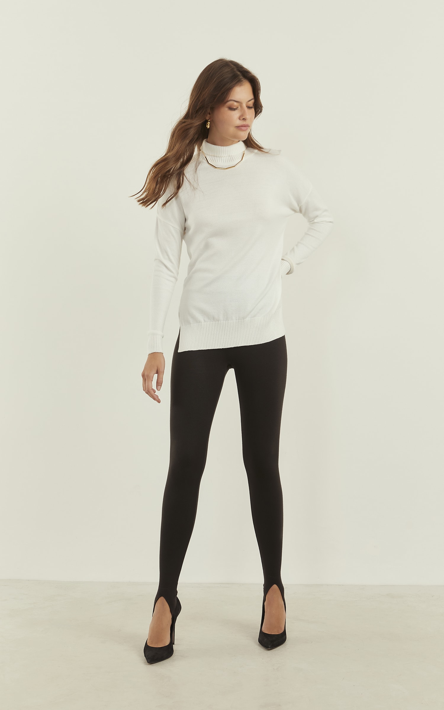 Blusa Tricot Alongada Off White