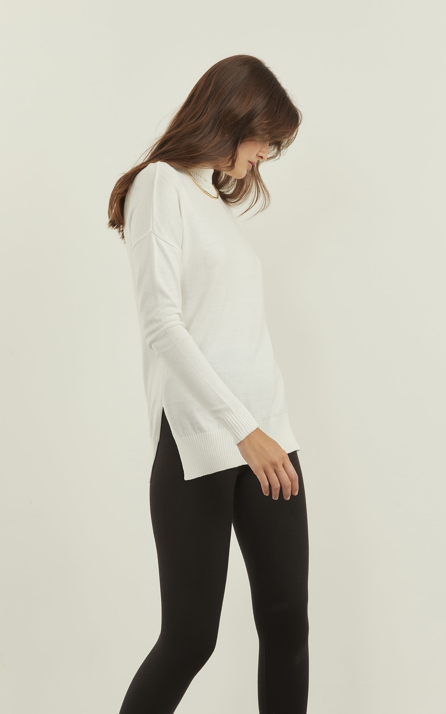 Blusa Tricot Alongada Off White