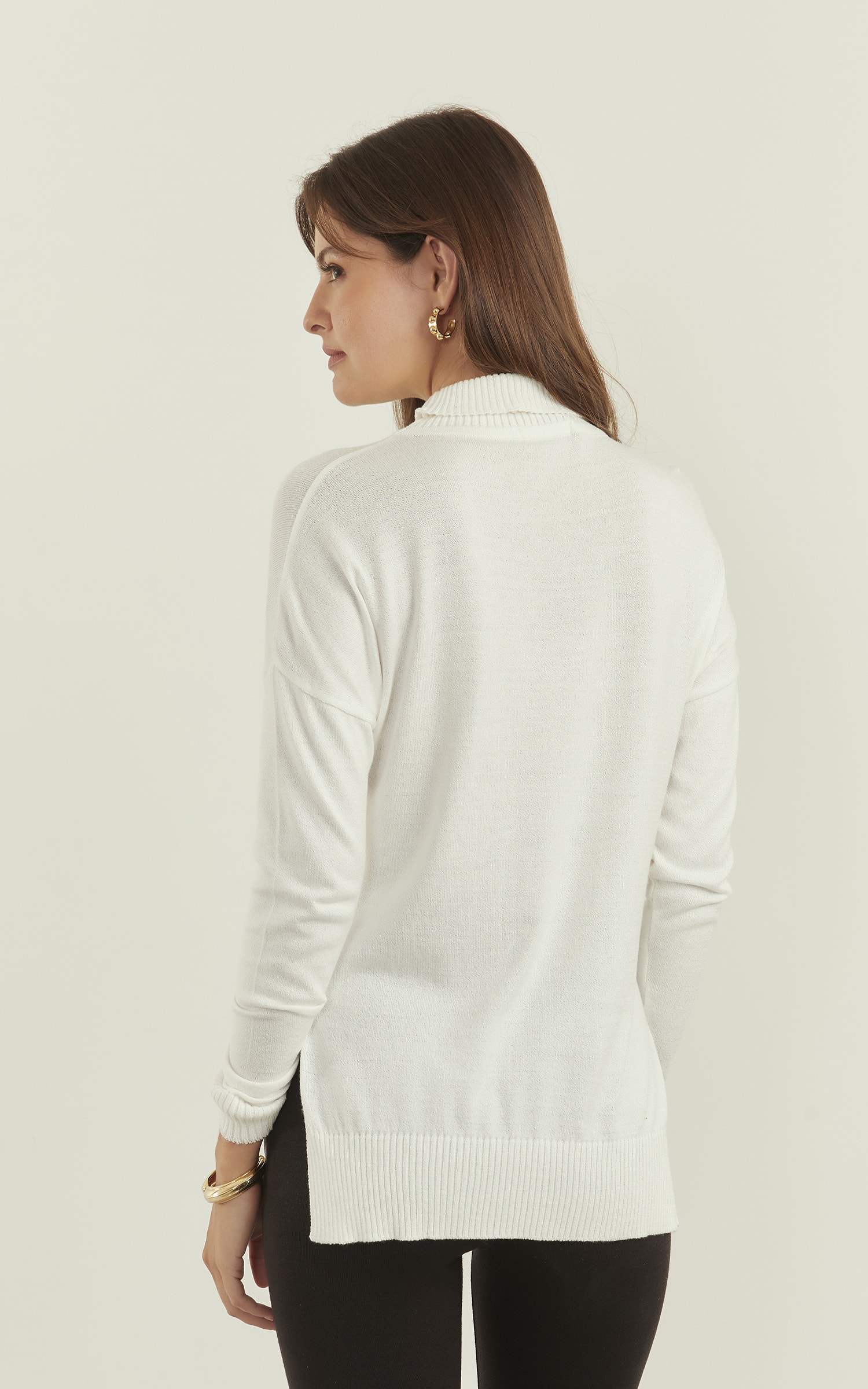 Blusa Tricot Alongada Off White