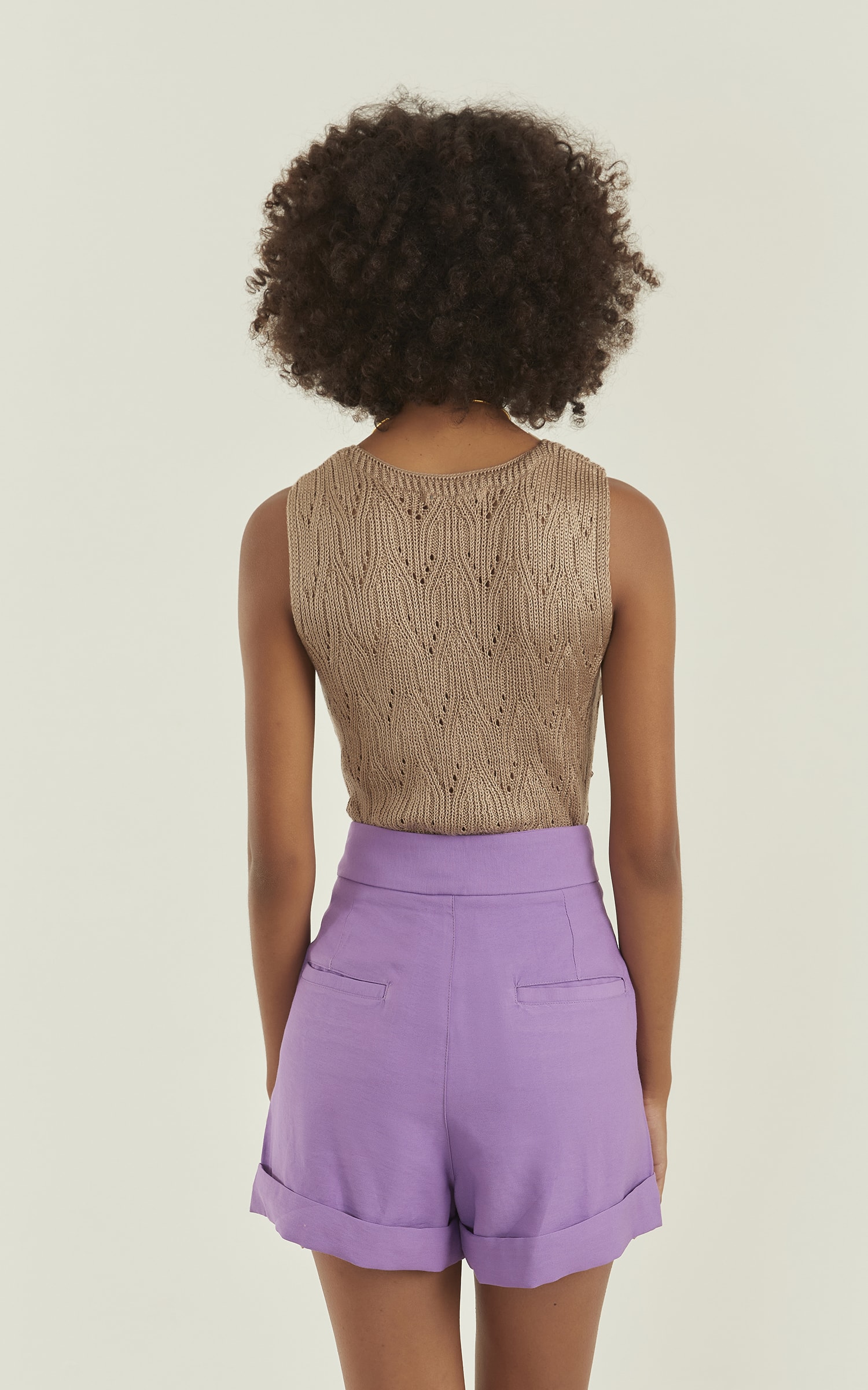 Blusa Tricot Brilhante Areia