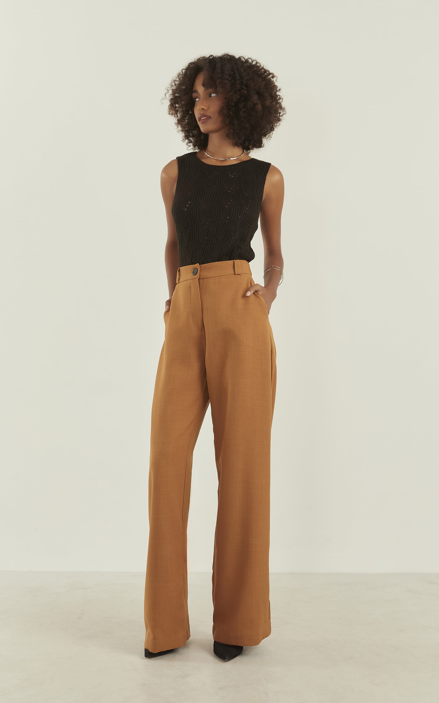 Blusa Tricot Brilhante Preto