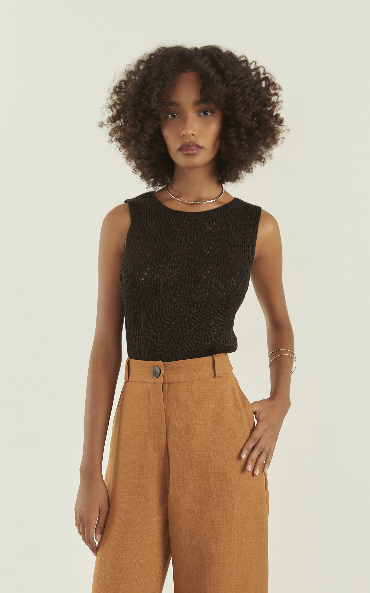 Blusa Tricot Brilhante Preto