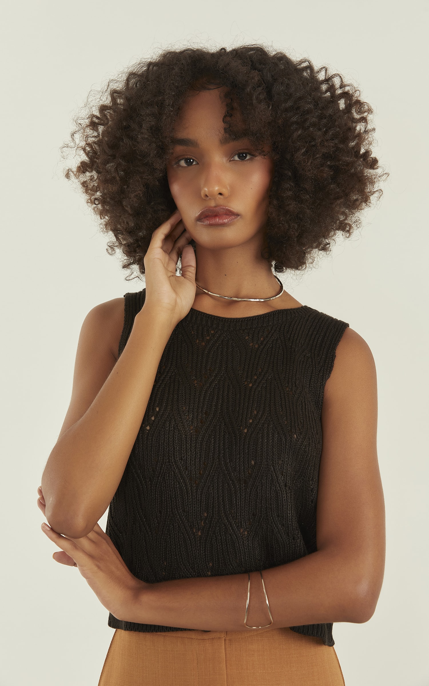 Blusa Tricot Brilhante Preto