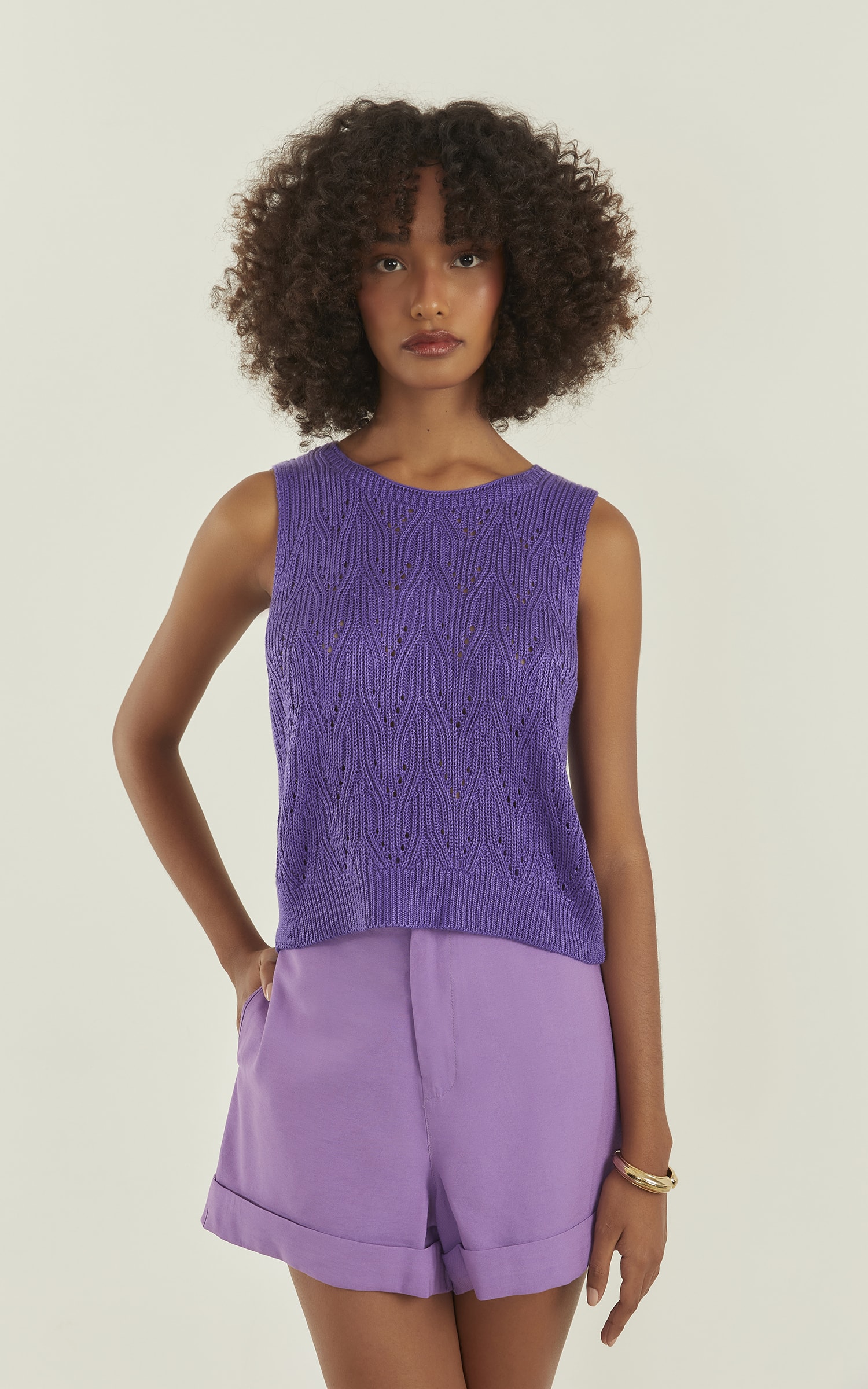 Blusa Tricot Brilhante Roxo