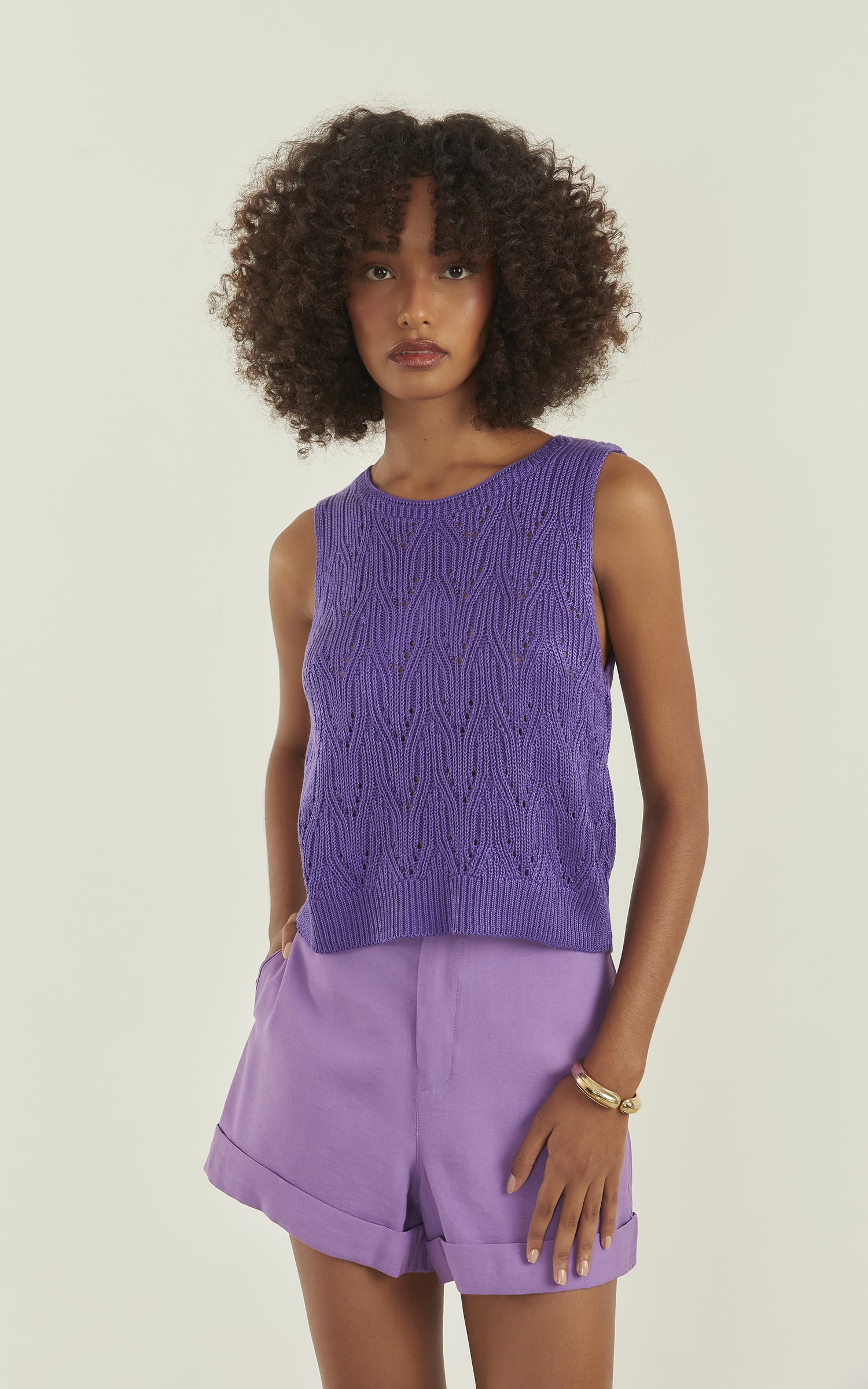 Blusa Tricot Brilhante Roxo