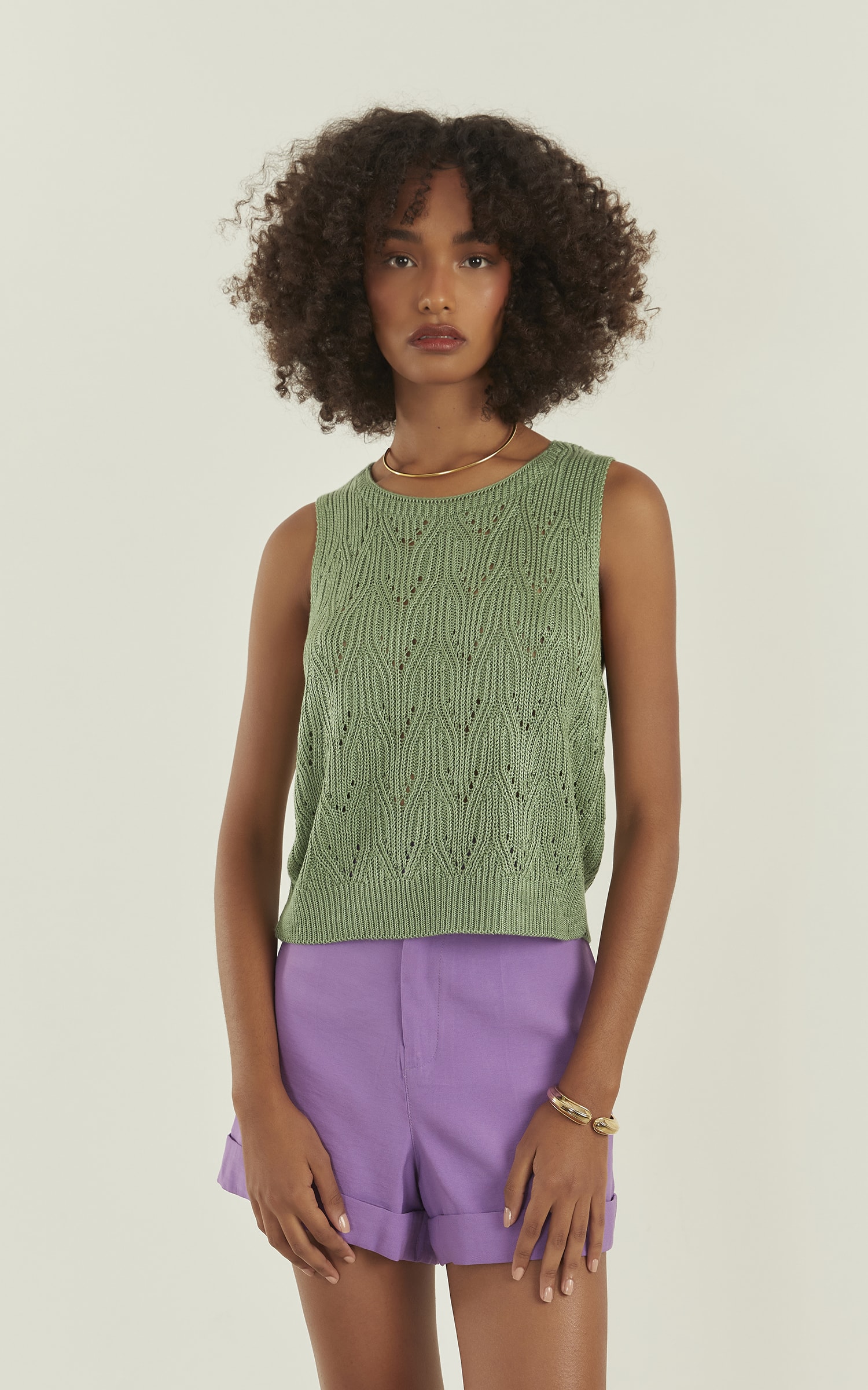 Blusa Tricot Brilhante Verde