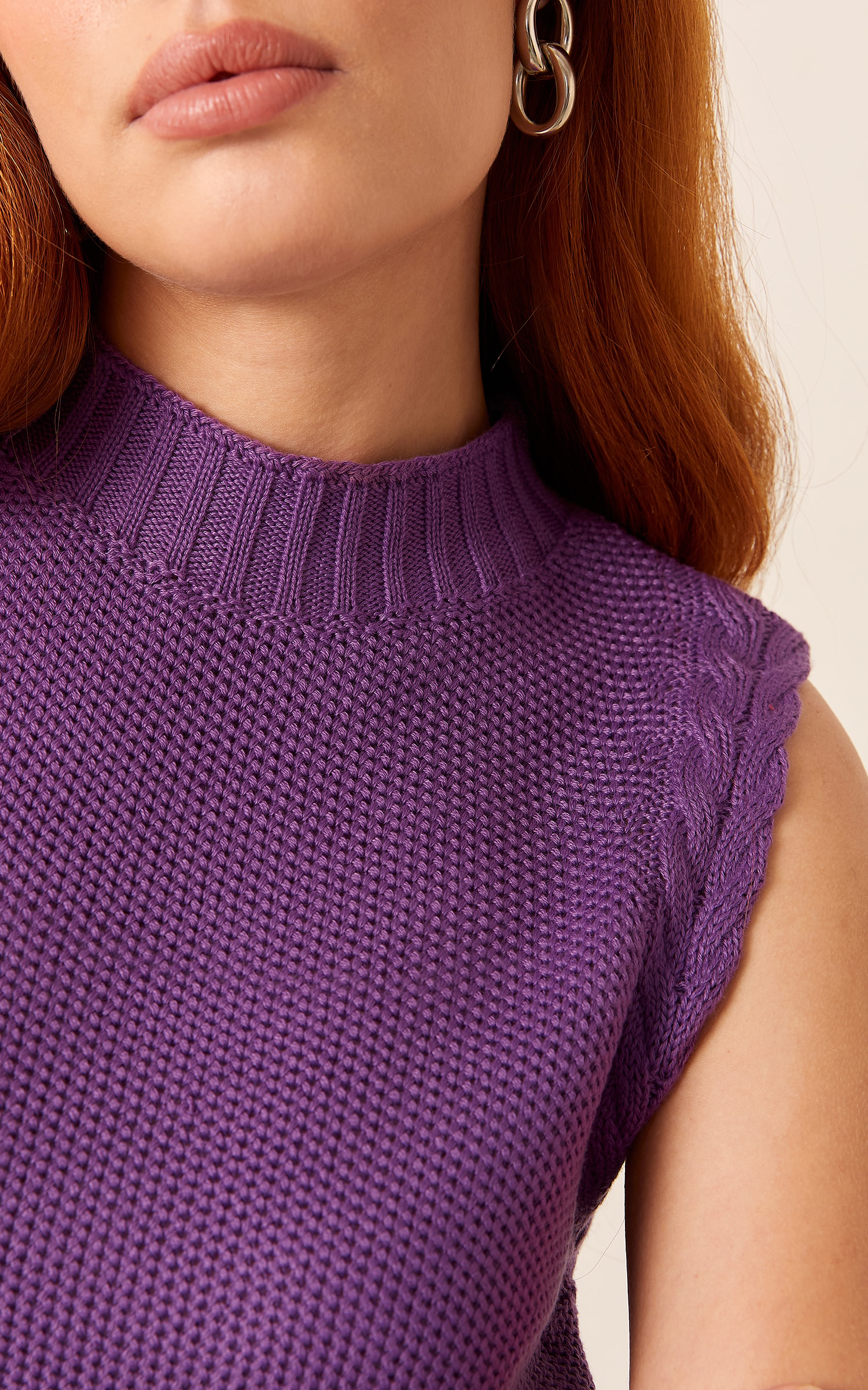 Blusa Tricot Cava Trançada Uva
