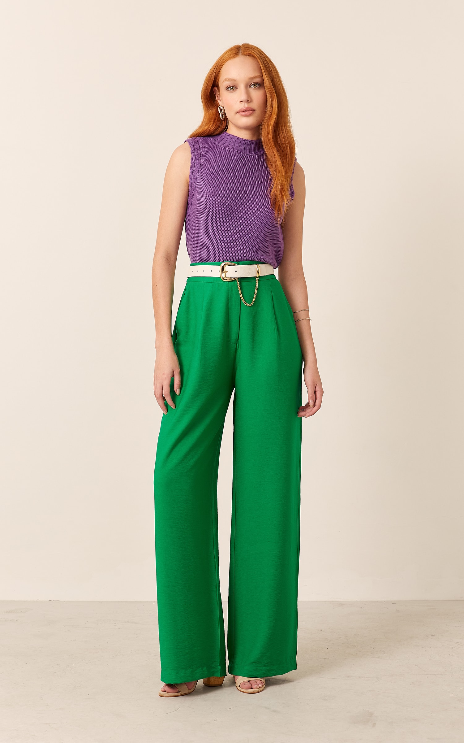 Blusa Tricot Cava Trançada Uva