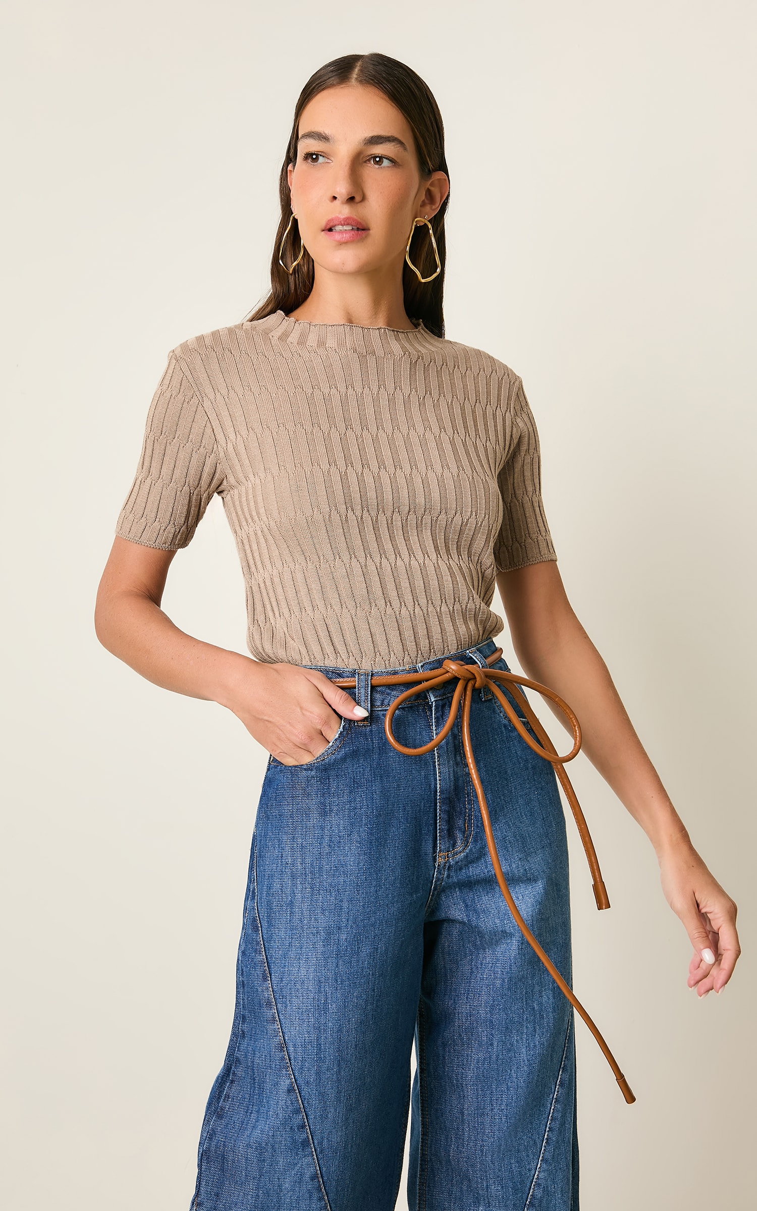 Blusa Tricot Colmeia Rafia