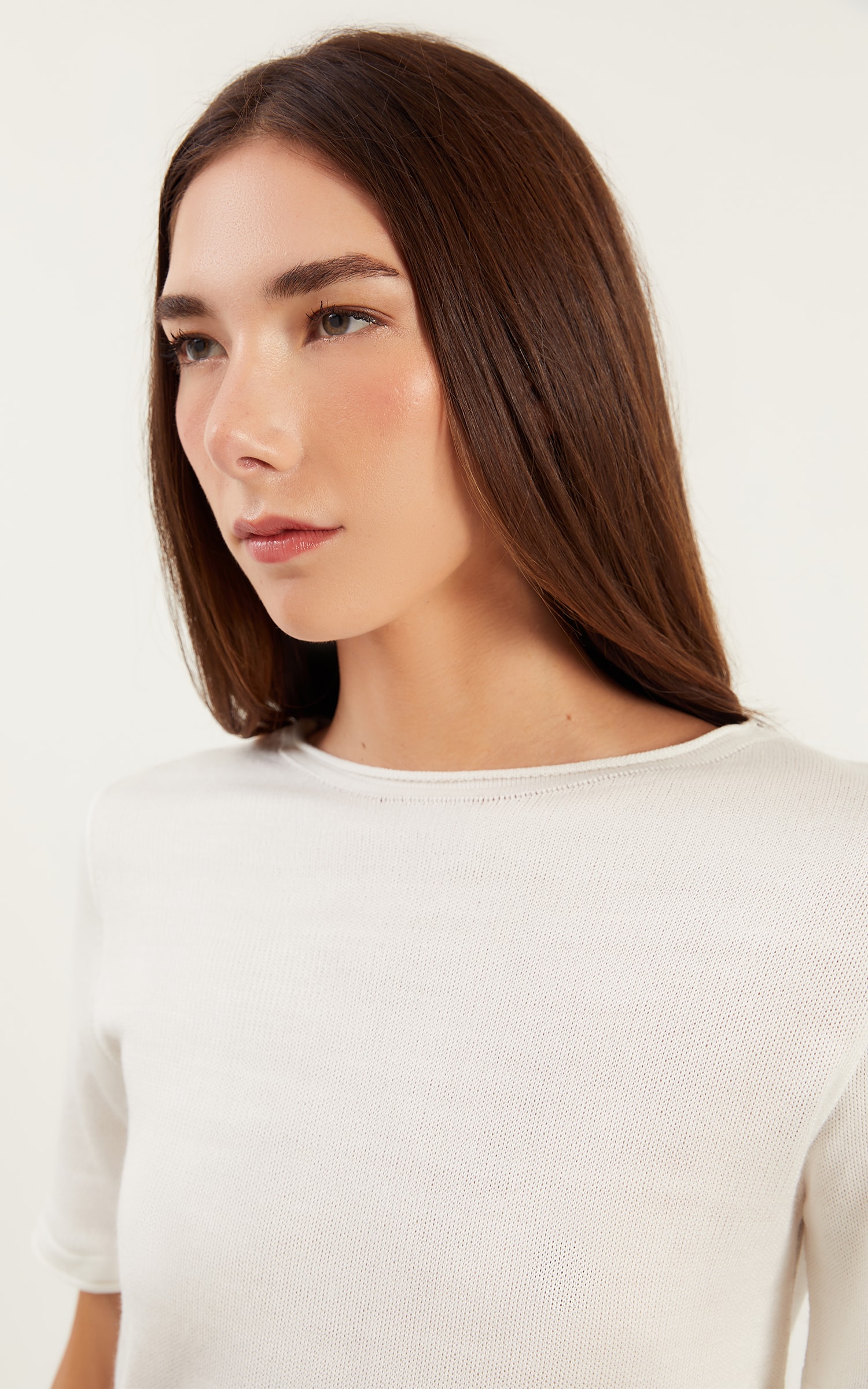 Blusa Tricot Detalhe a Fio Off White