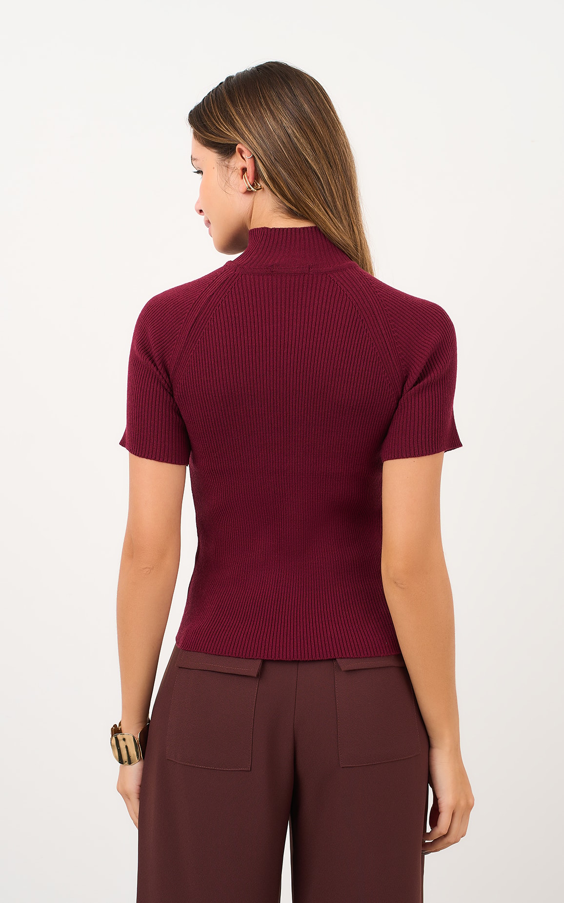 Blusa Tricot Gola Burgundy