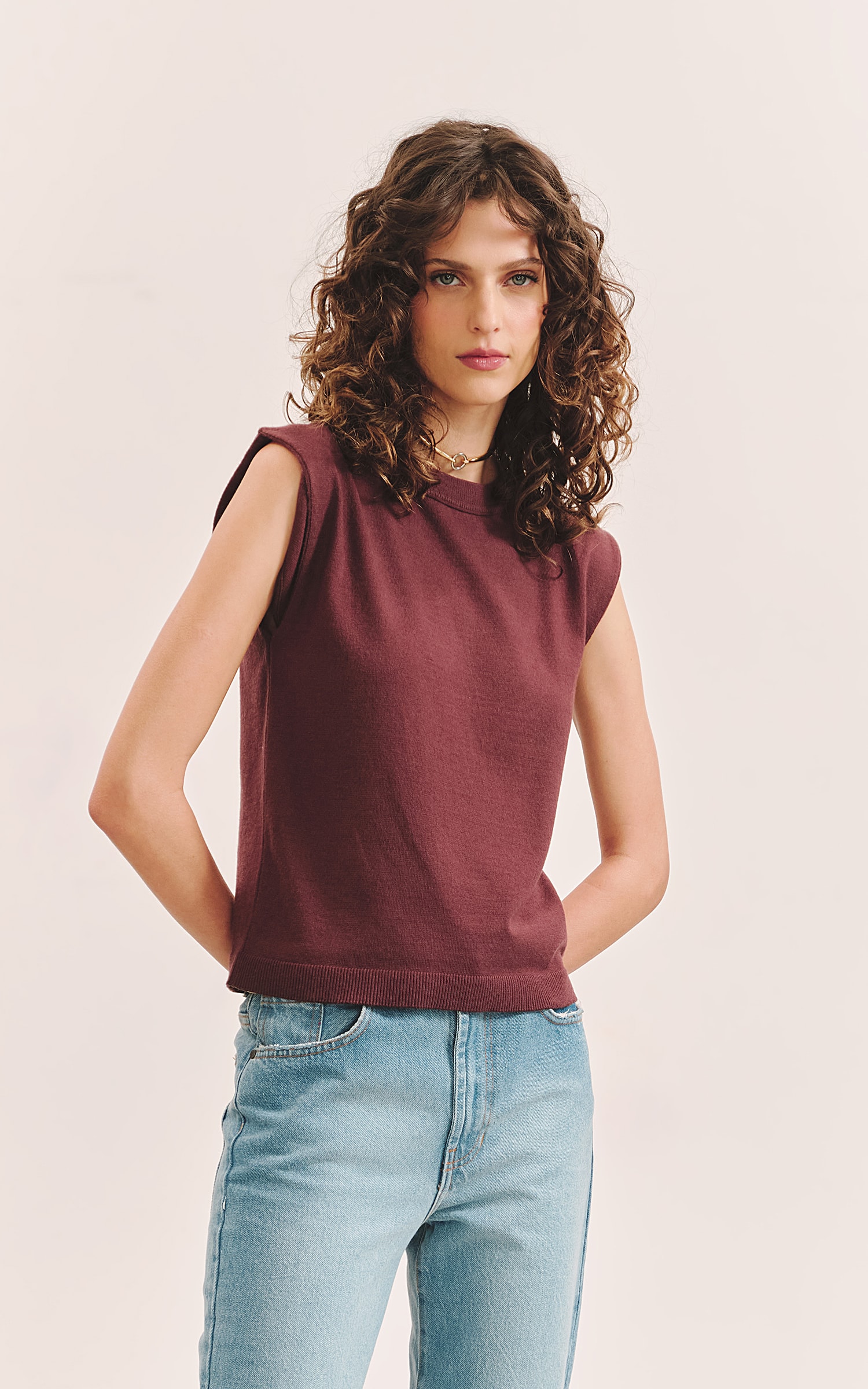 Blusa Tricot Gola Chocolate