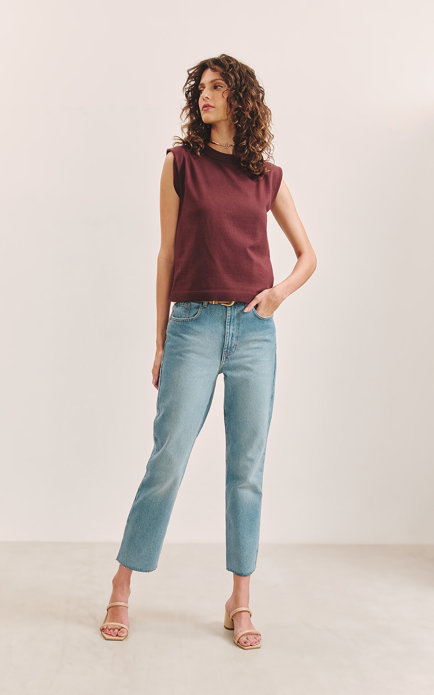 Blusa Tricot Gola Chocolate