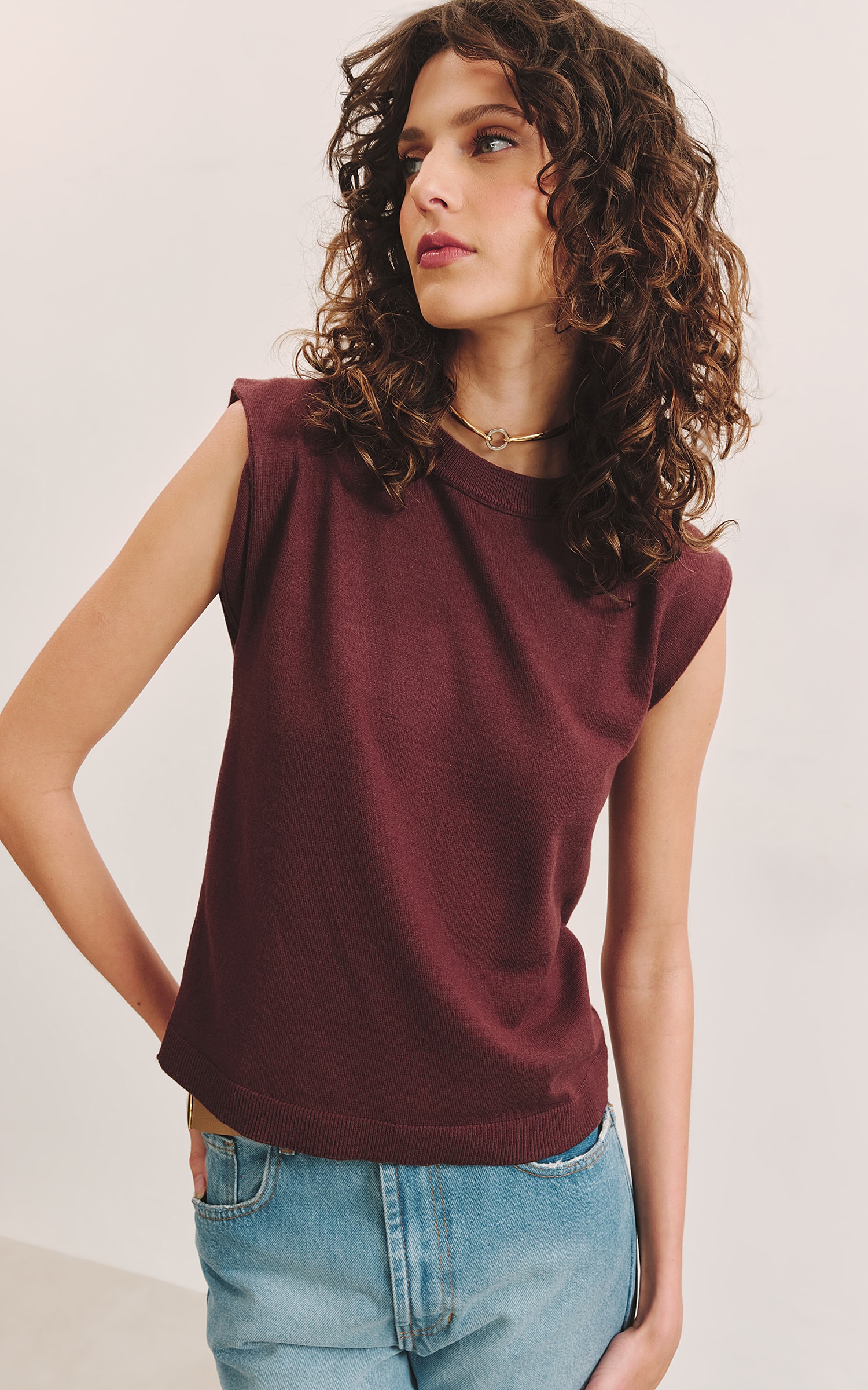 Blusa Tricot Gola Chocolate