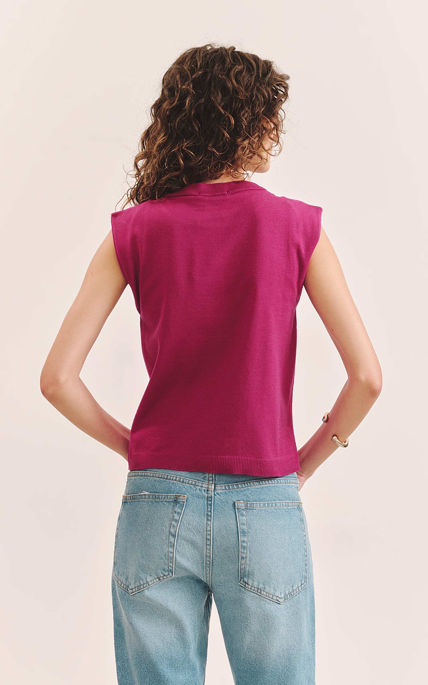 Blusa Tricot Gola Fúcsia