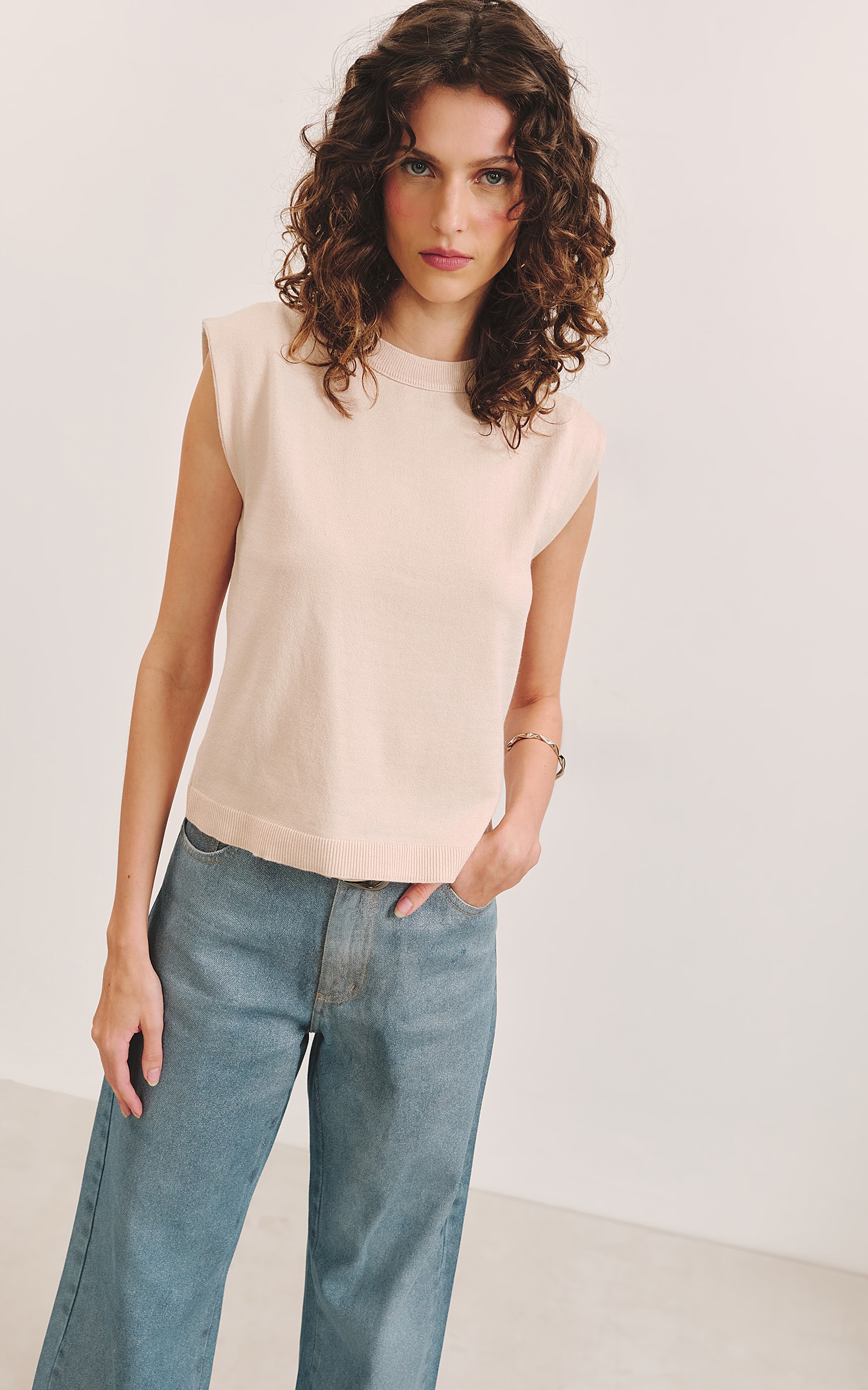 Blusa Tricot Gola Natural