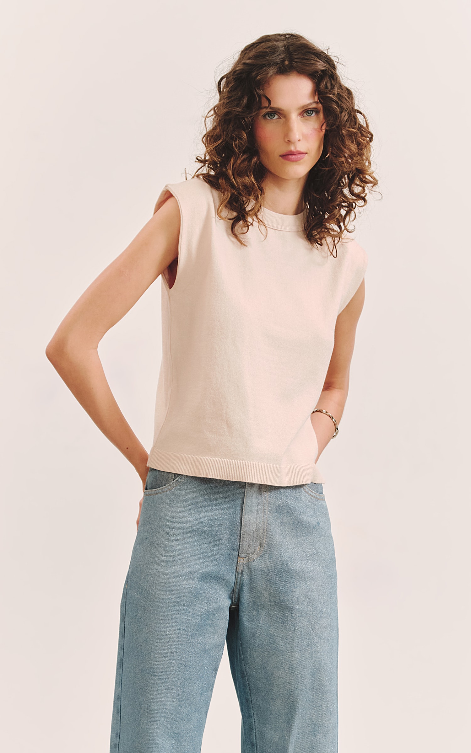 Blusa Tricot Gola Natural