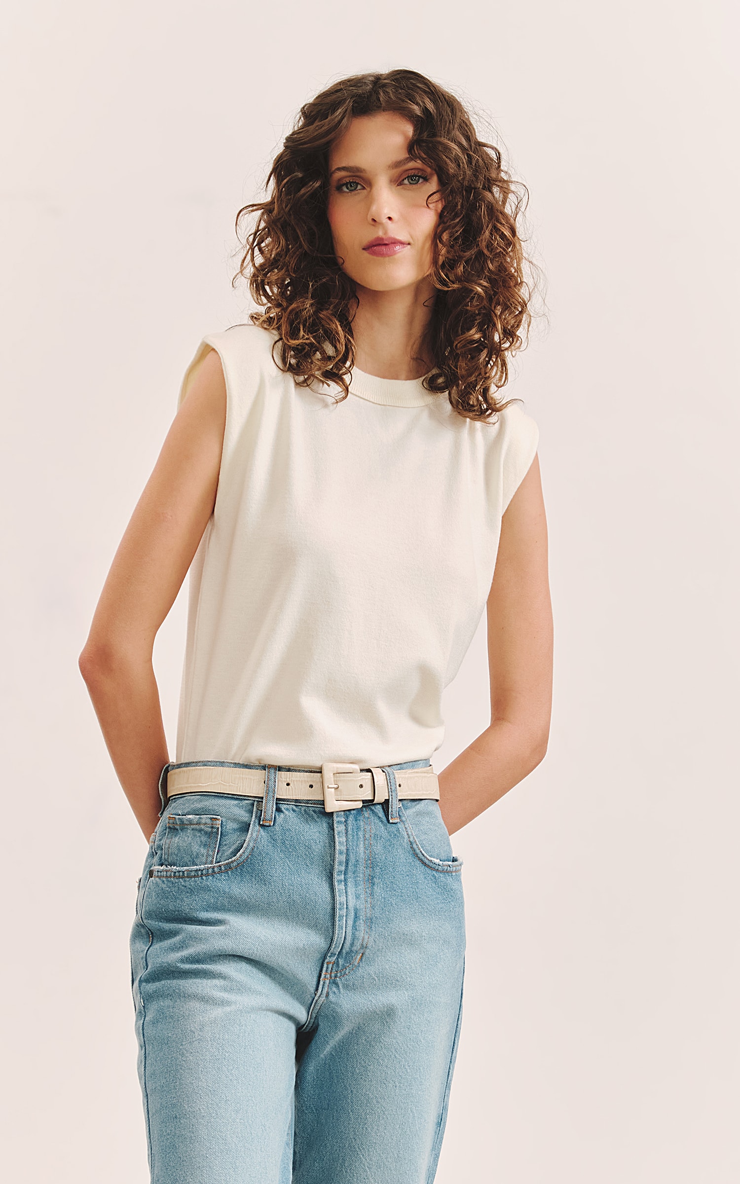 Blusa Tricot Gola Off White