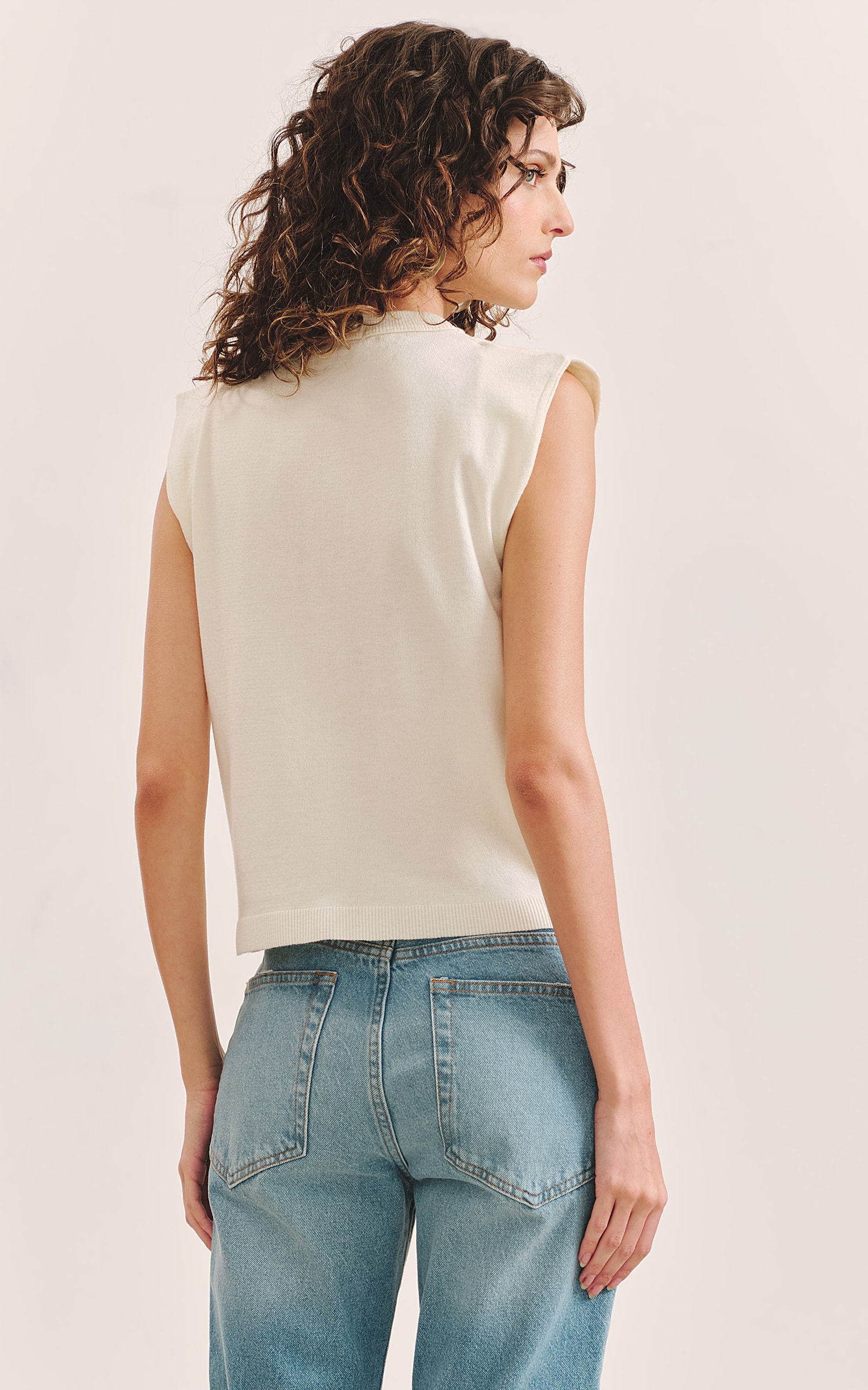 Blusa Tricot Gola Off White