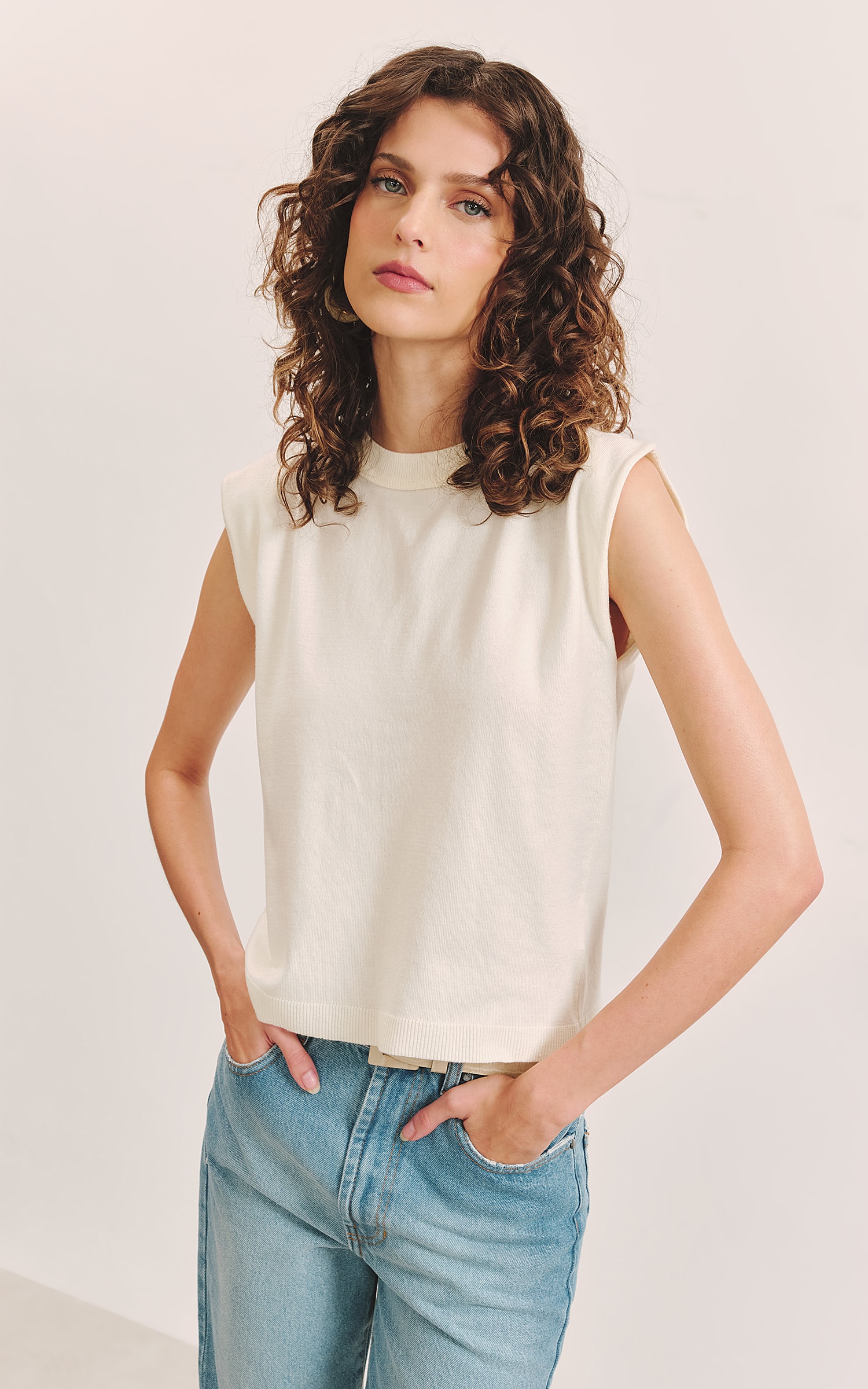 Blusa Tricot Gola Off White
