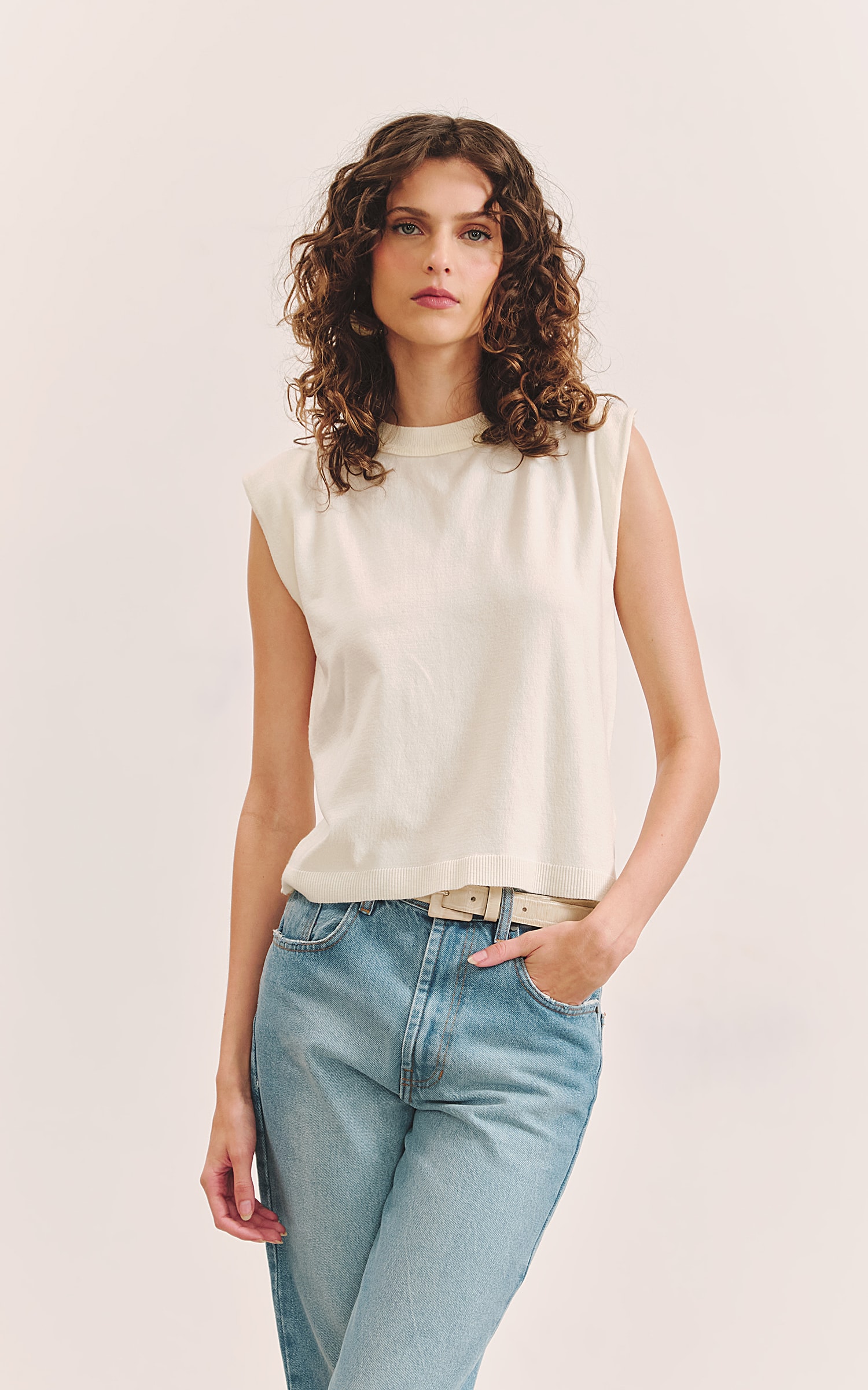 Blusa Tricot Gola Off White