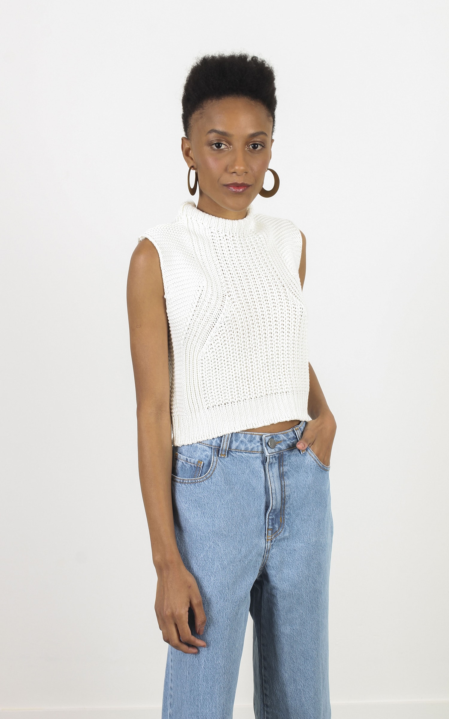 Blusa Tricot Gola Off White